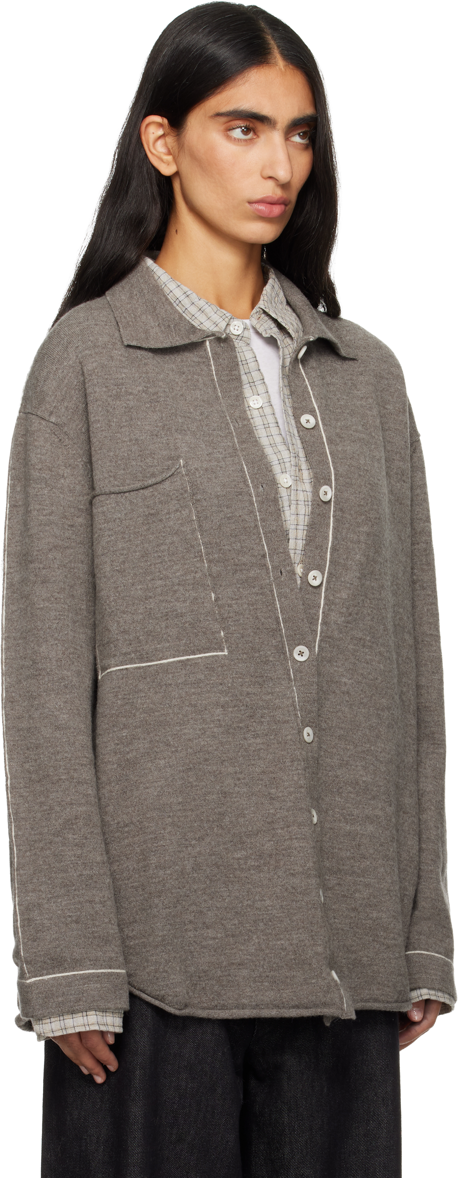 Lauren Manoogian Gray Stitch Big Shirt In Gray