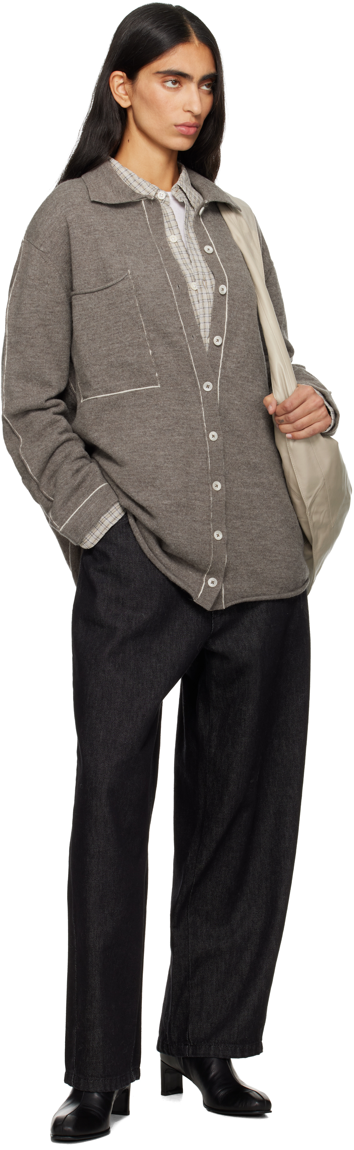 Lauren Manoogian Gray Stitch Big Shirt In Gray