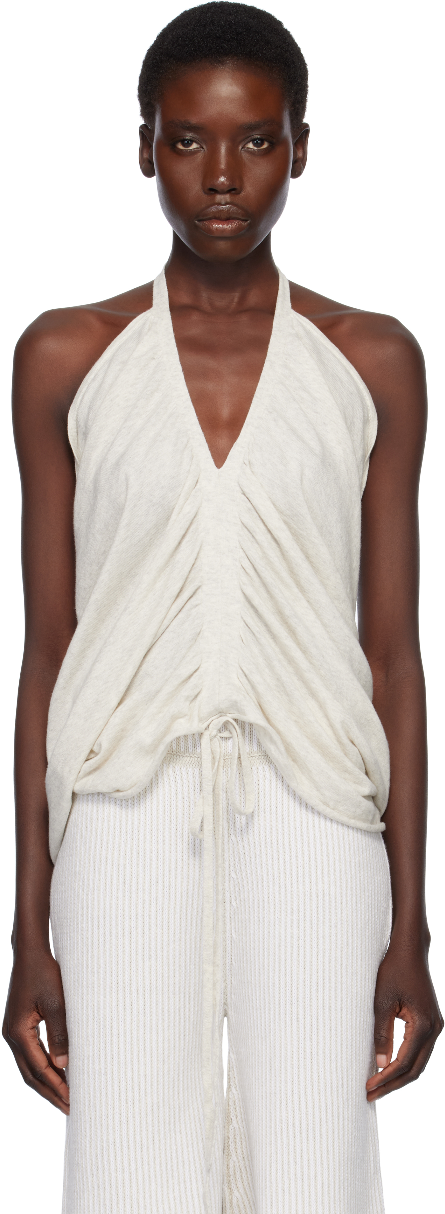 Lauren Manoogian Gray Drape Halter Top