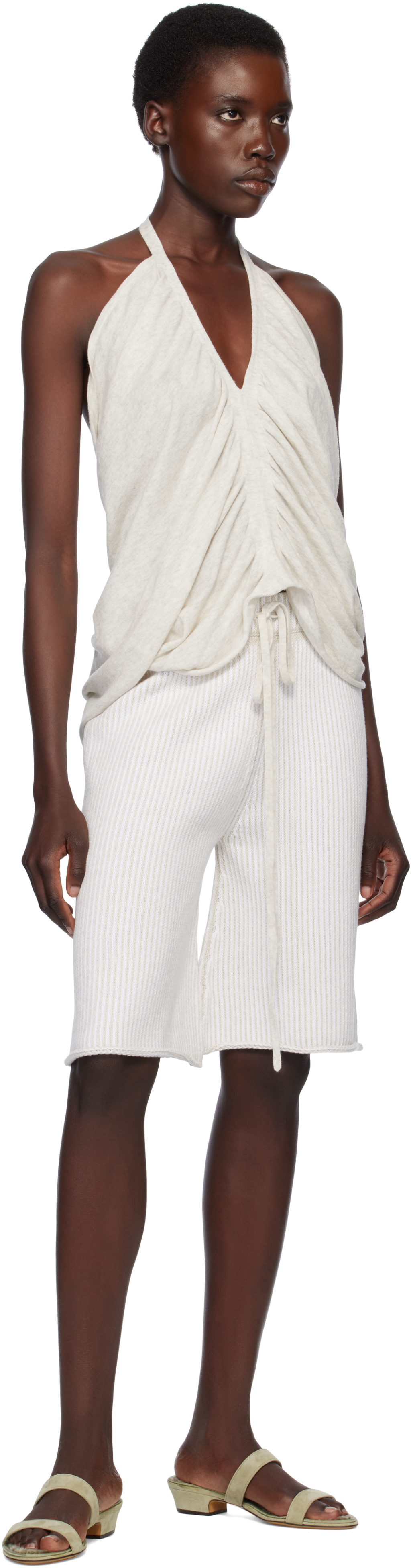 Lauren Manoogian Gray Drape Halter Top