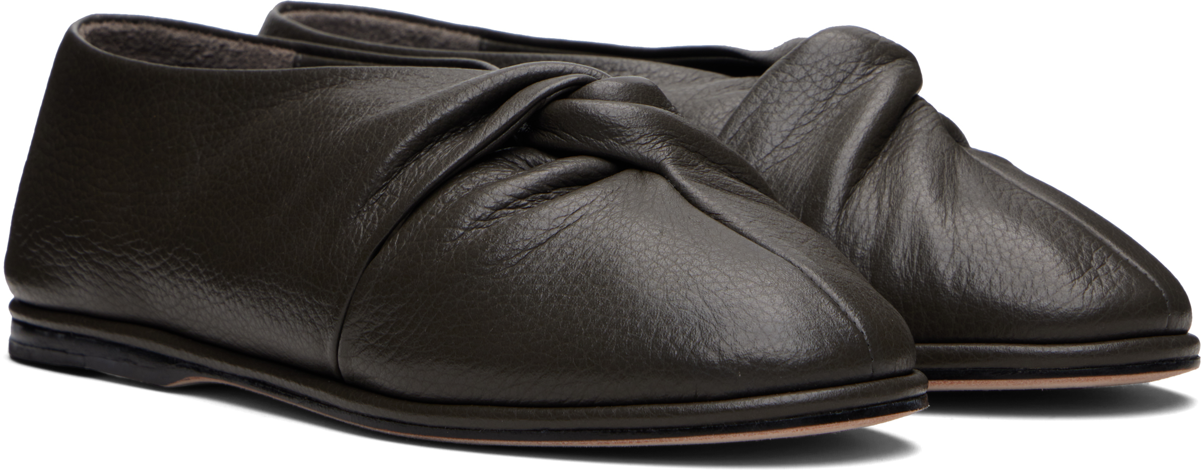 Lauren Manoogian Gray Twist Ballerina Flats In Black