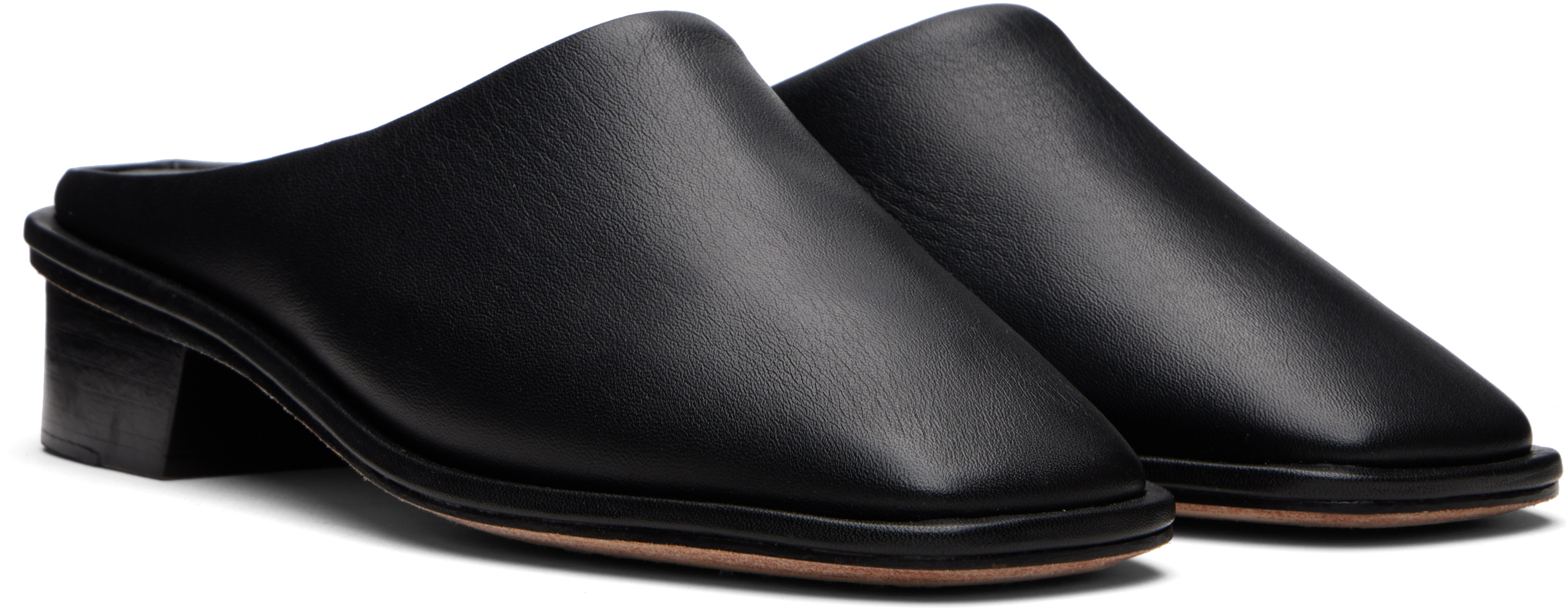 Lauren Manoogian Black Square Mule Loafers In Black