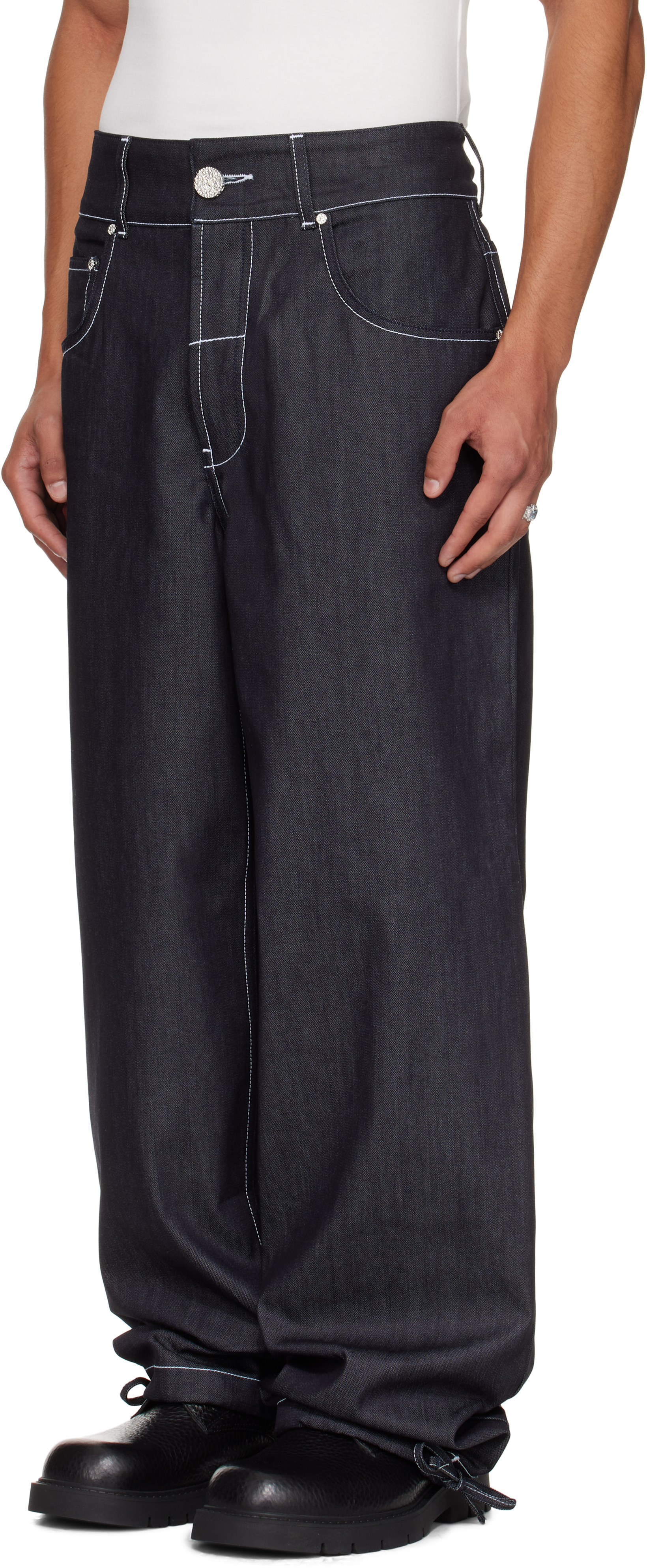 Veneda Carter Ssense Exclusive Navy Duo Jeans In Animal Print