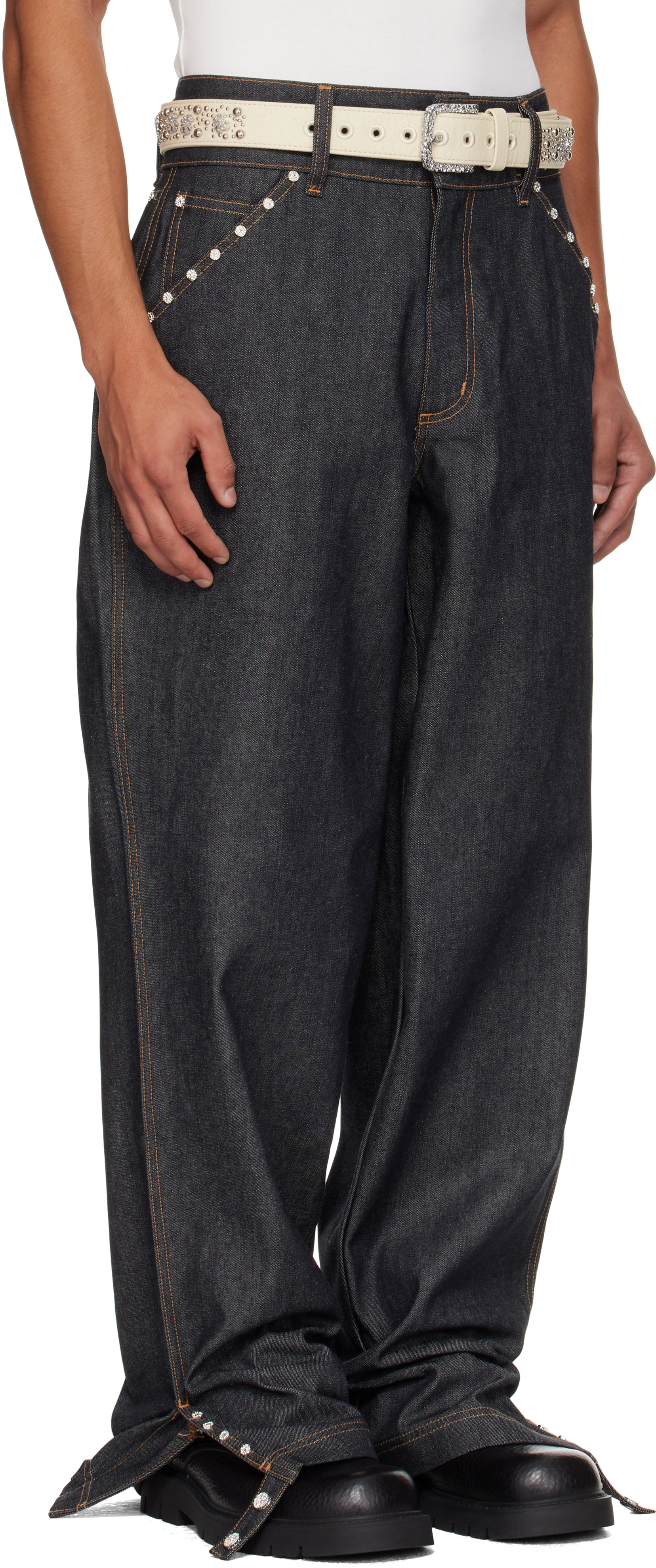 Veneda Carter Ssense Exclusive Navy Studded Jeans In Black