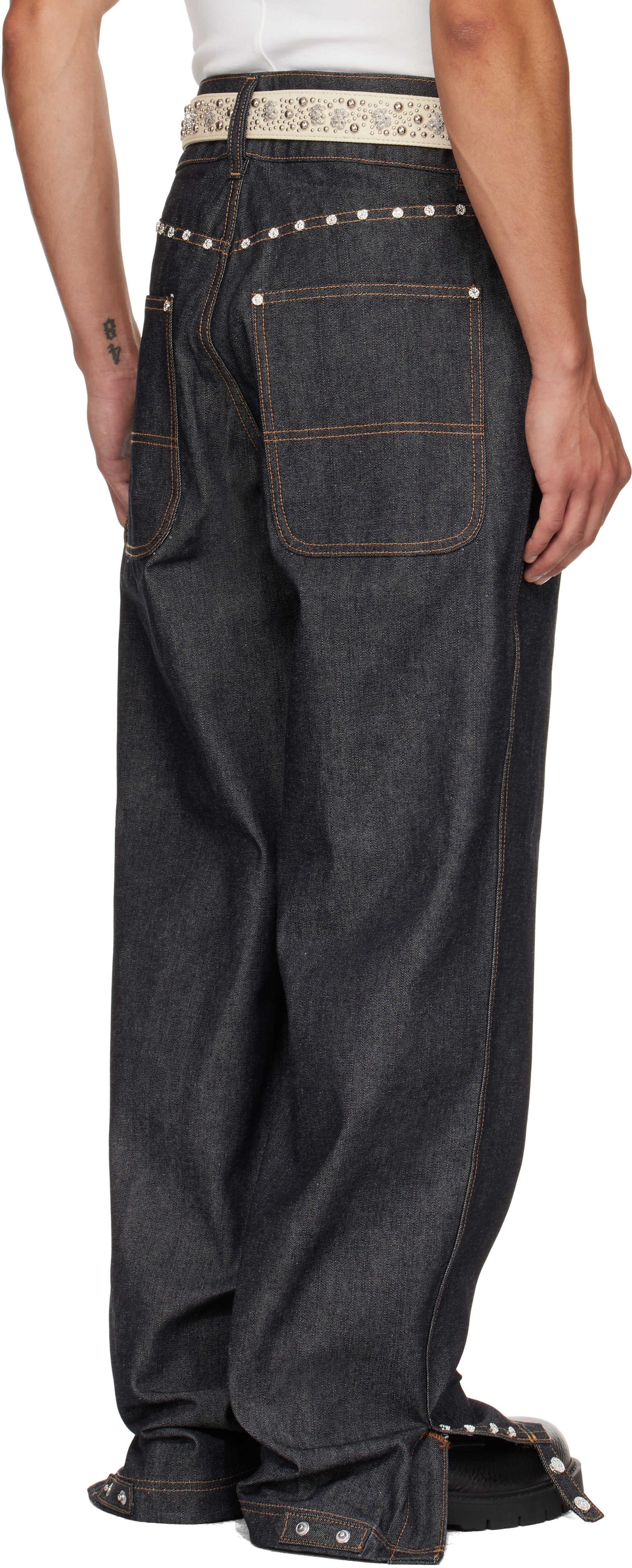 Veneda Carter Ssense Exclusive Navy Studded Jeans In Black