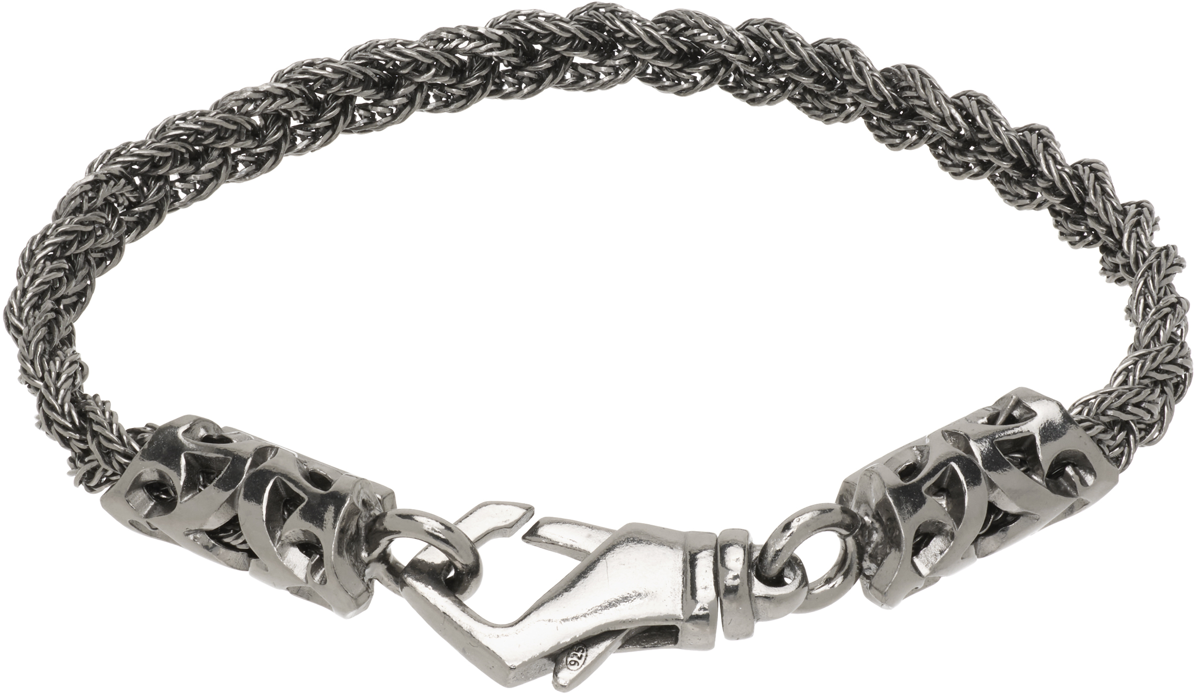 Emanuele Bicocchi Tiny Braided Bracelet In Gray
