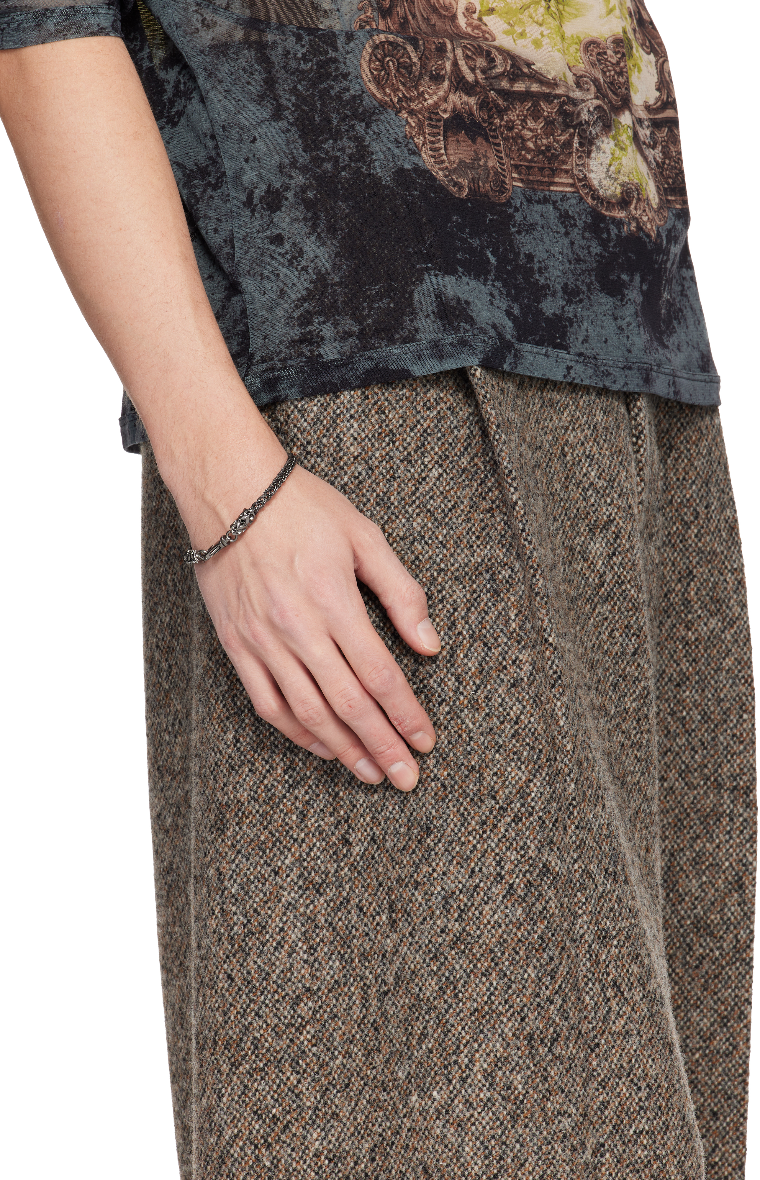 Emanuele Bicocchi Tiny Braided Bracelet In Gray