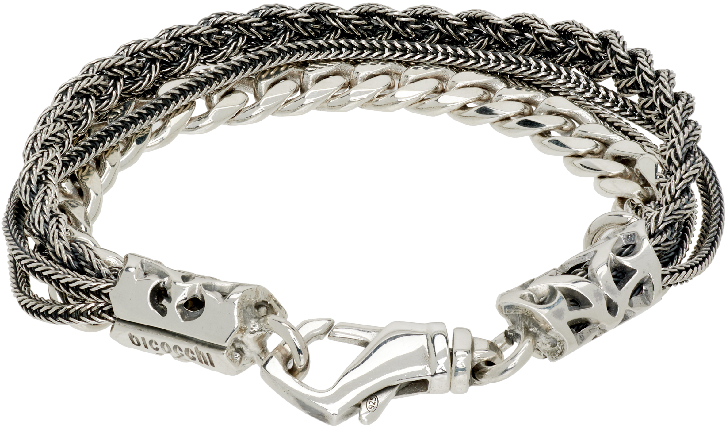 Emanuele Bicocchi Chain & Braided Bracelet In Silver