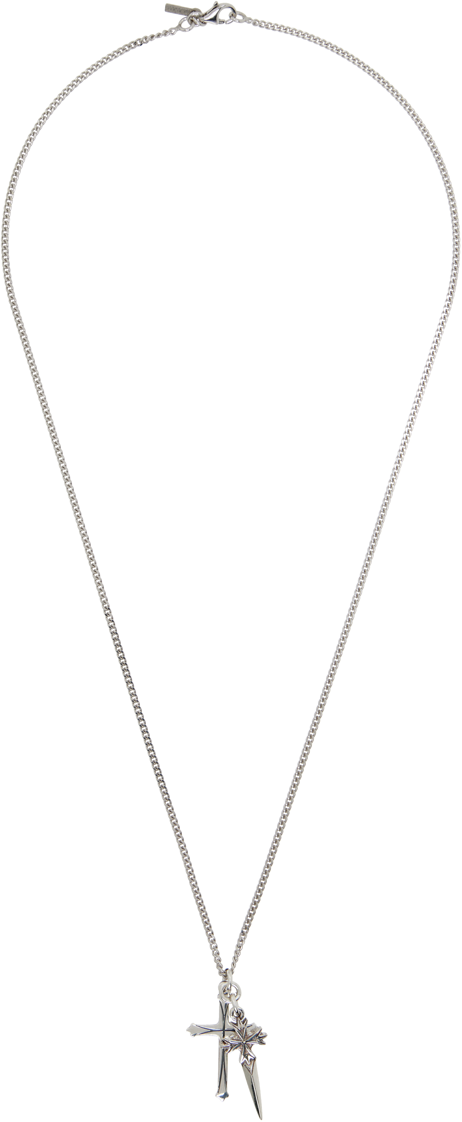 Emanuele Bicocchi Dagger & Cross Necklace In Silver