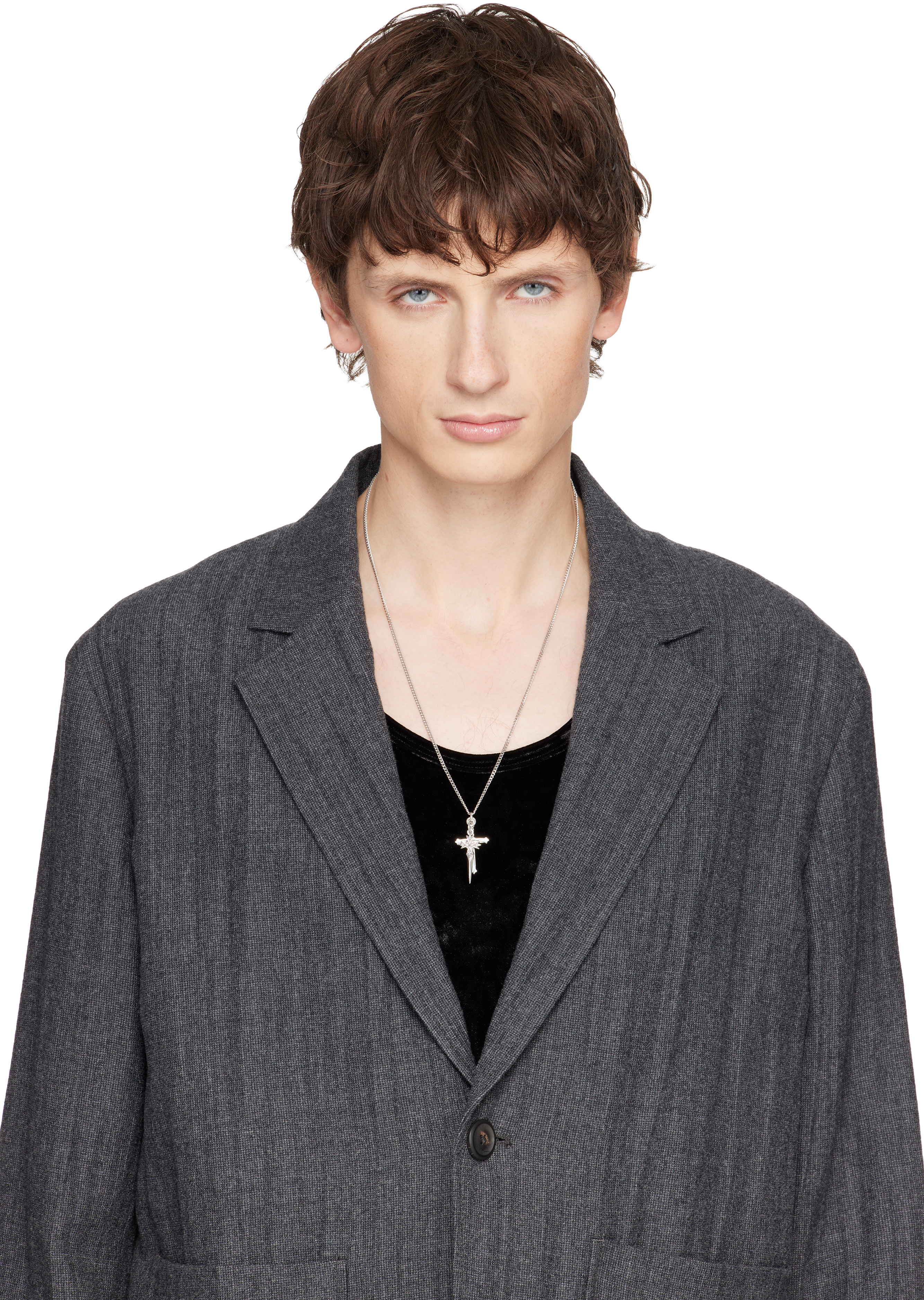 Emanuele Bicocchi Dagger & Cross Necklace In Silver