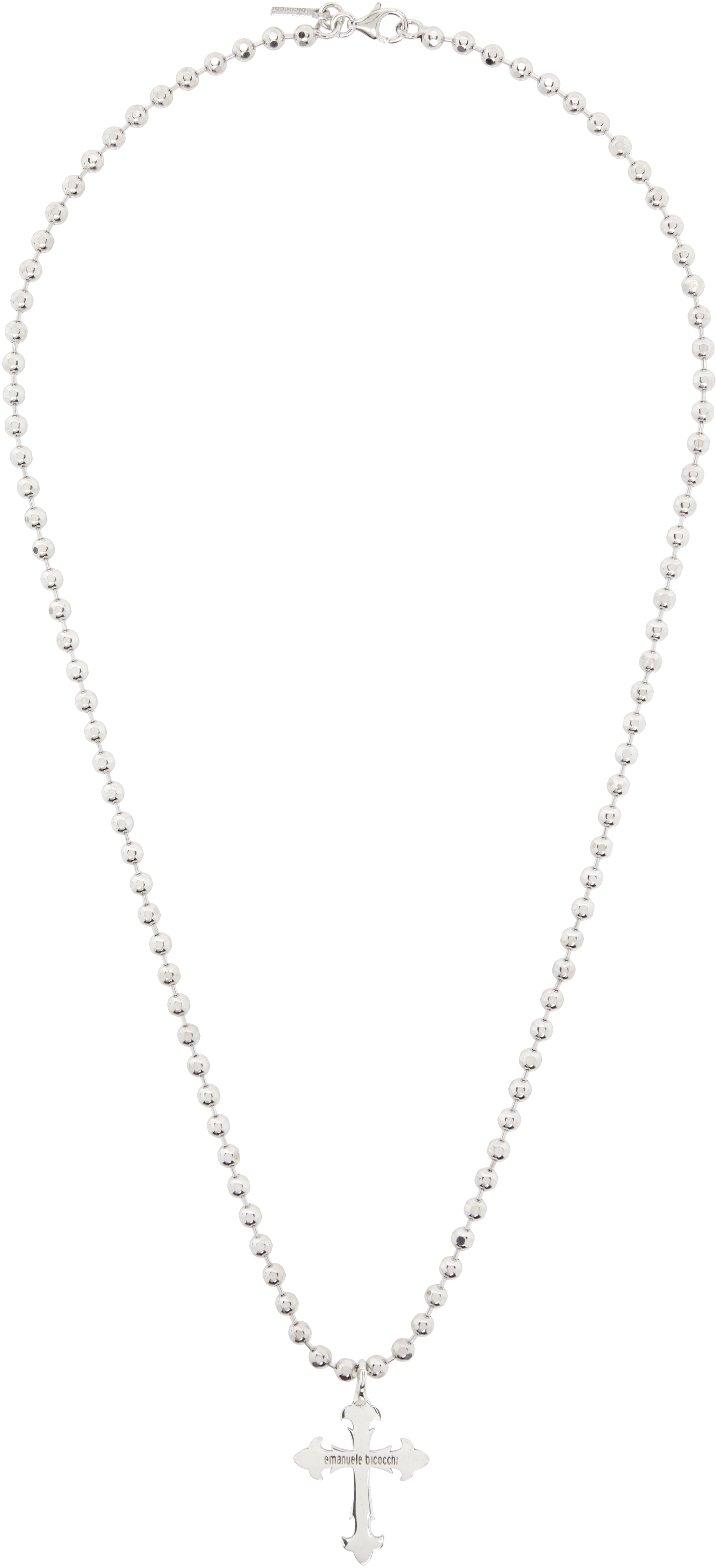 Emanuele Bicocchi クロス　ロザリオ　シルバー　ネックレス Fleury Cross Beaded Chain Necklace by Emanuele Bicocchi on Sale