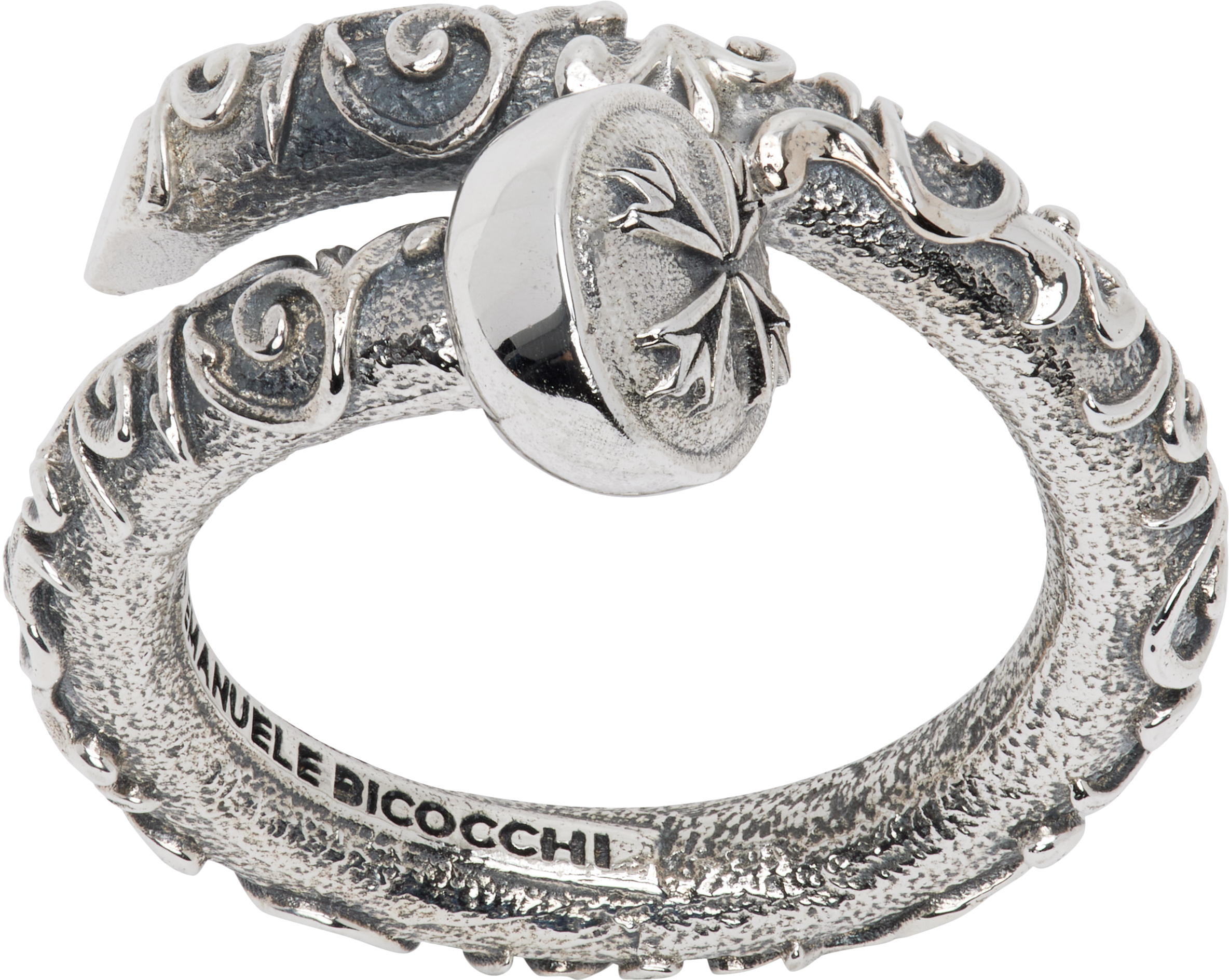 Emanuele Bicocchi Spiral Floral Motif Ring In Metallic