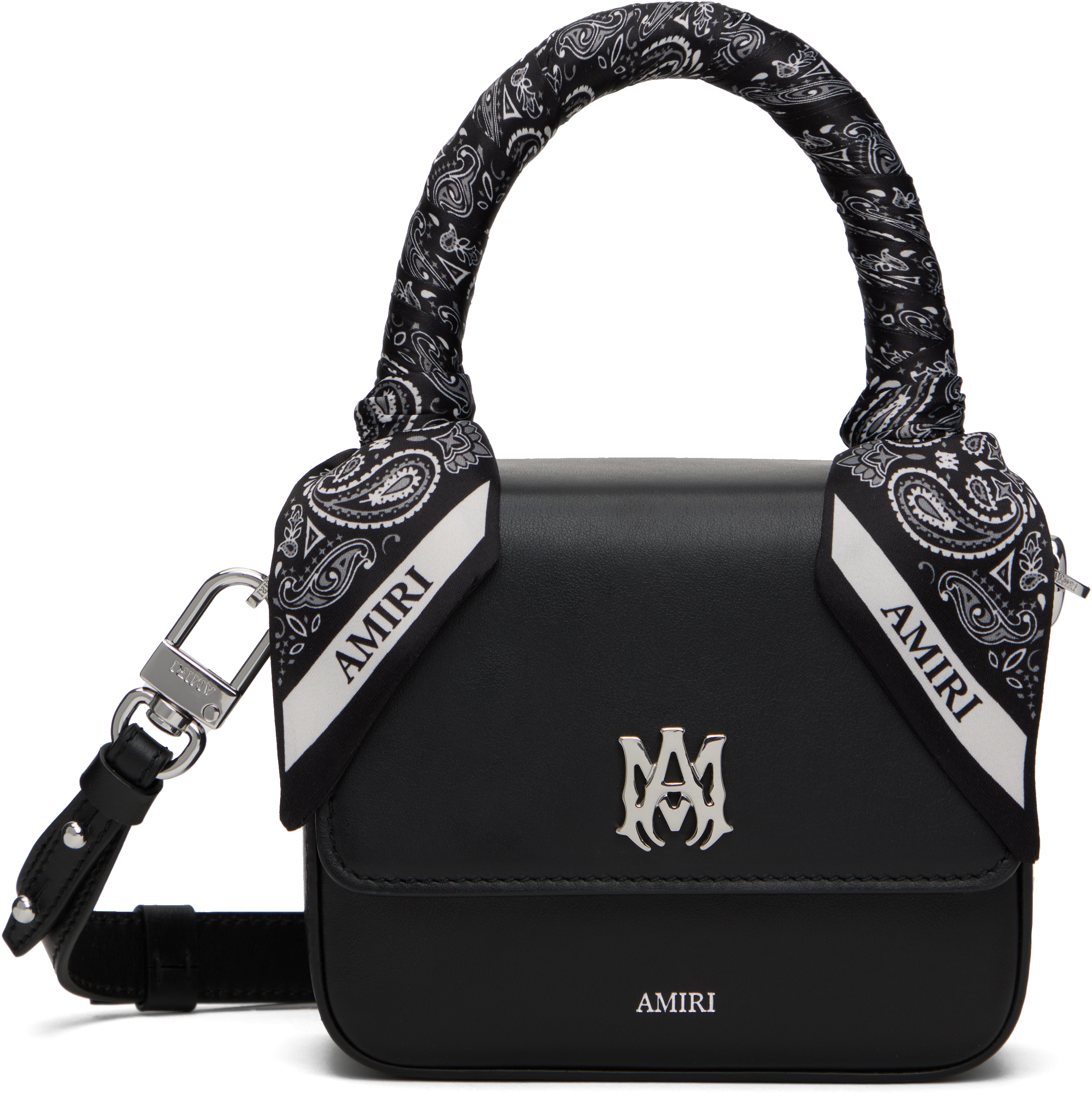 国内発送【AMIRI 】 ブラックレザーミニ MICRO MA バッグ AMIRI: Black Micro MA Bag | SSENSE