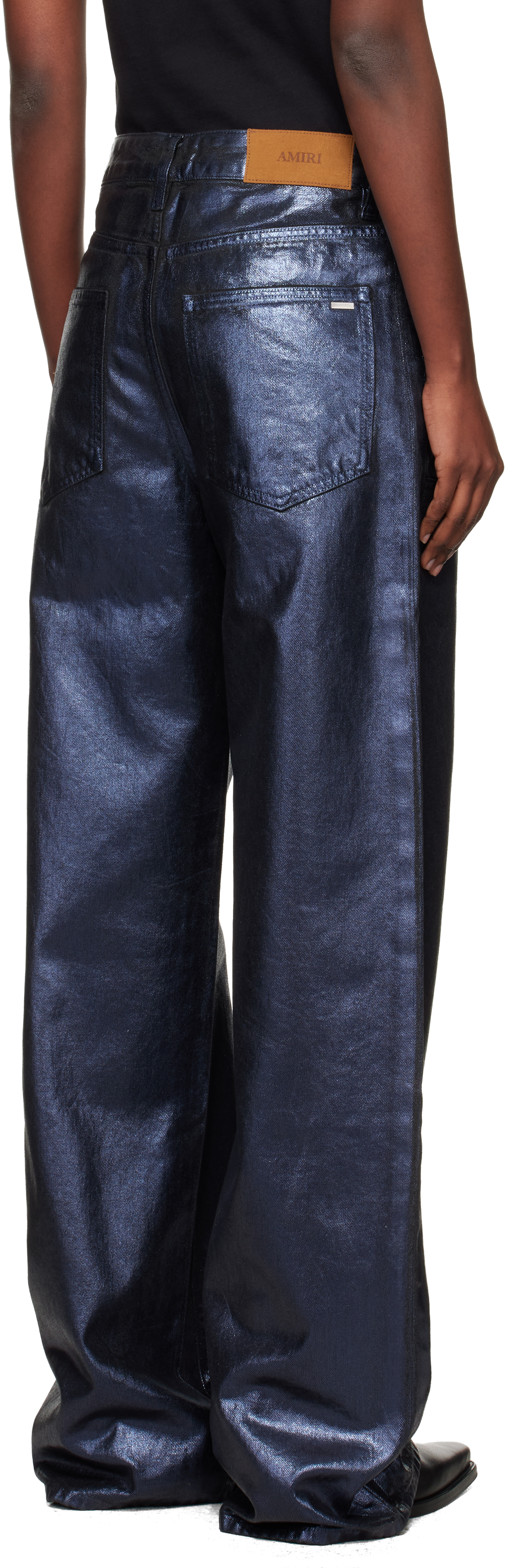Amiri Navy Coated Denim Carpenter Jeans In Blue
