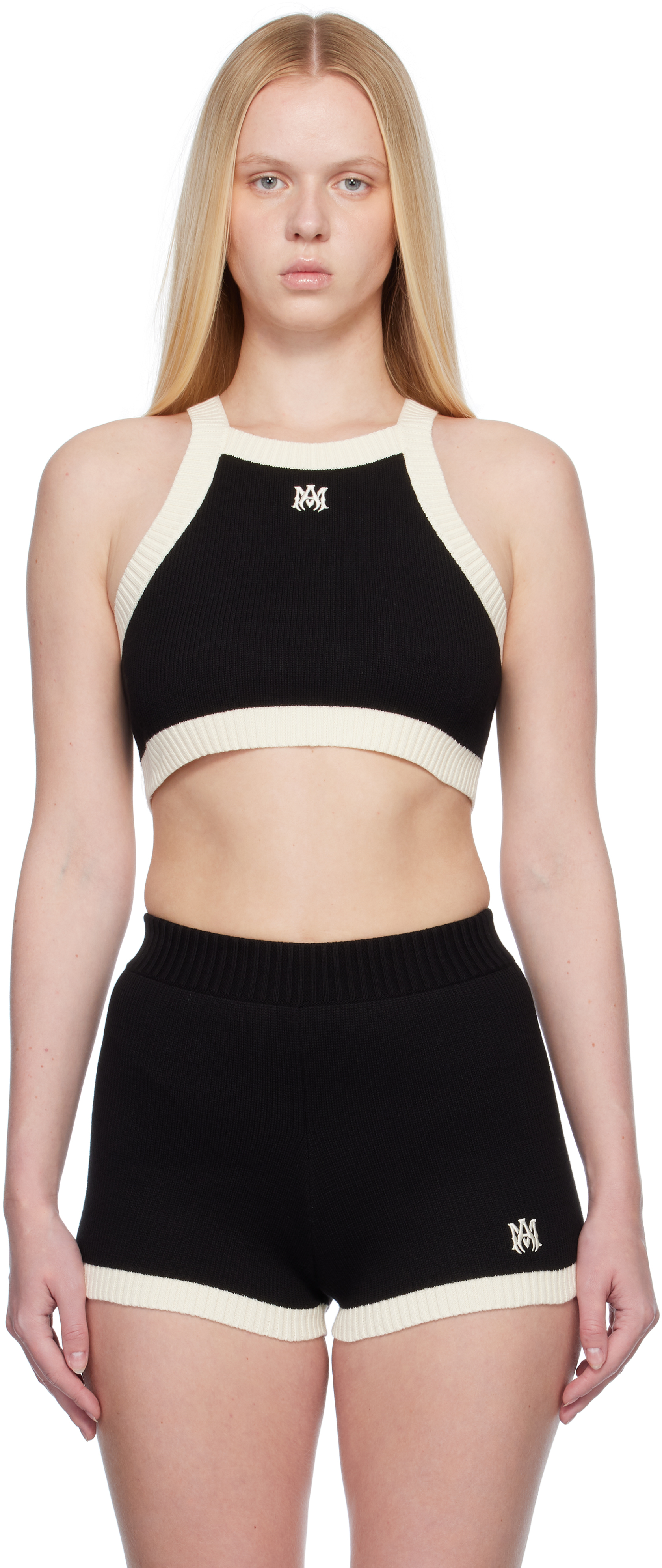 Amiri Cropped Tank Top Embroidered Logo