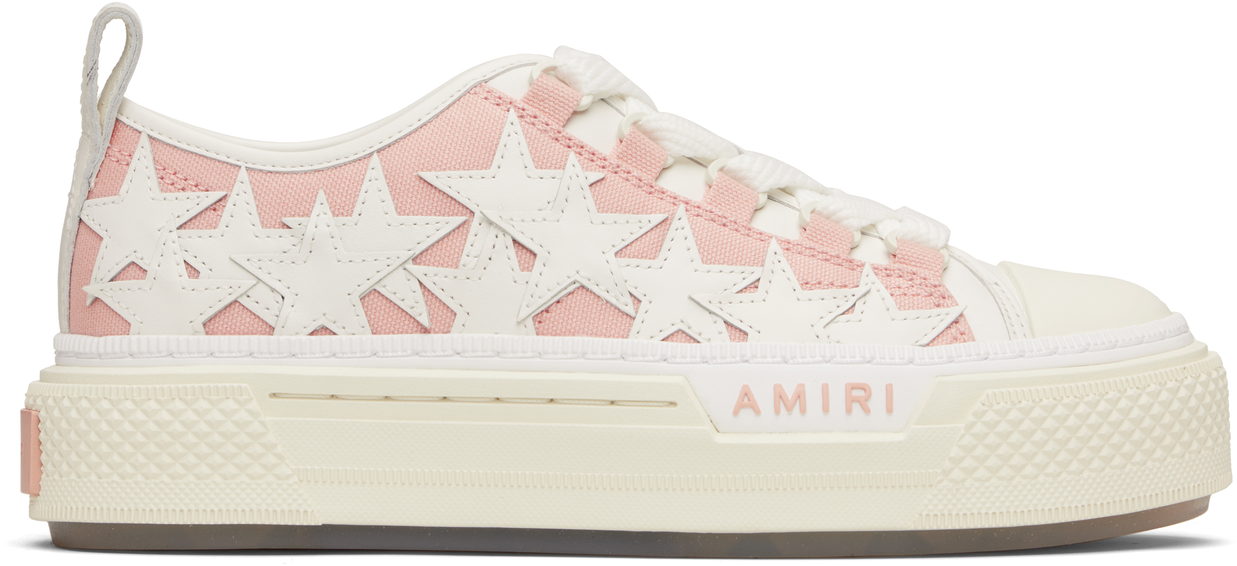 Pink & White Stars Court Low Sneakers