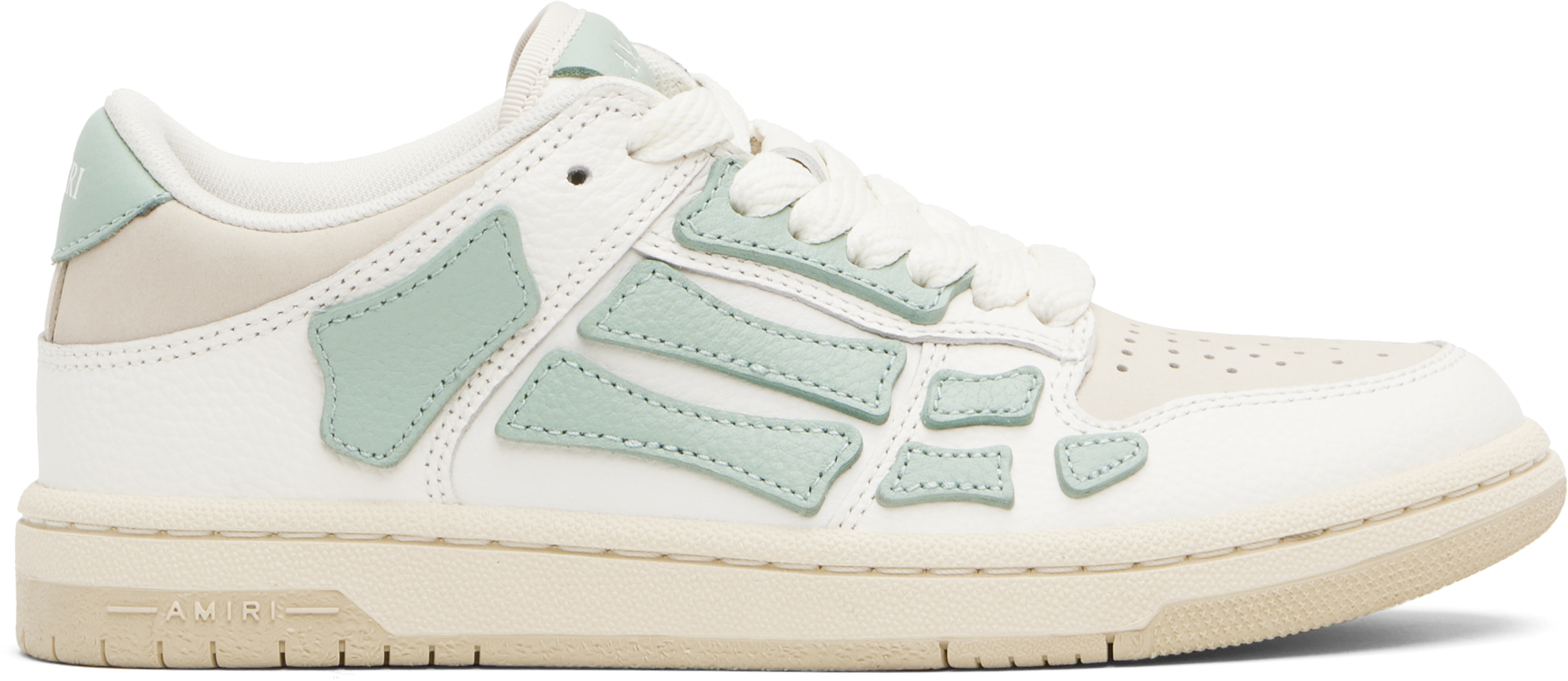 White & Green Skel Top Low Sneakers