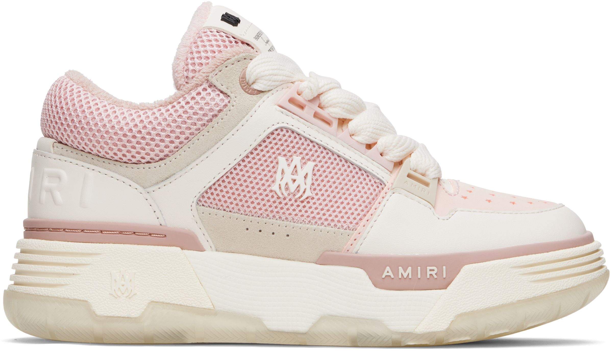 【関税込み】AMIRI ホワイト&ピンク MA-1 スニーカー AMIRI: Pink & White MA-1 Sneakers | SSENSE