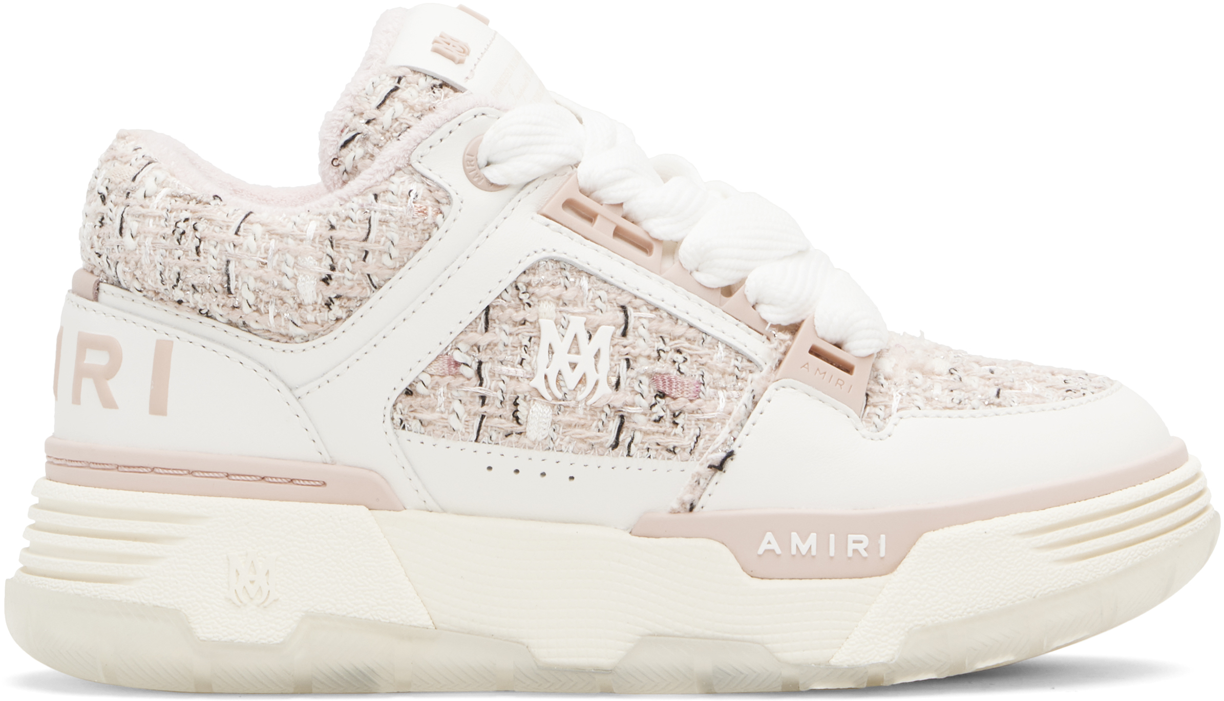White & Pink Bouclé MA-1 Sneakers
