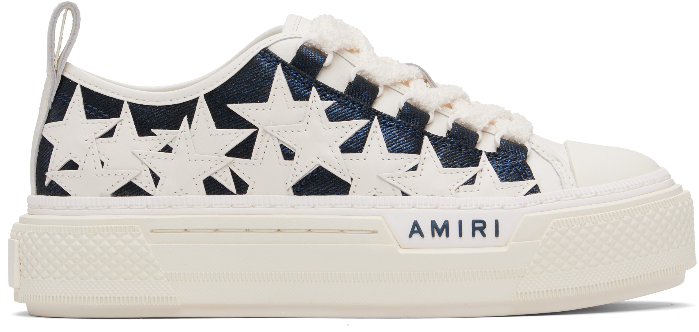 Amiri Denim Stars Low Top Platform Sneaker In White