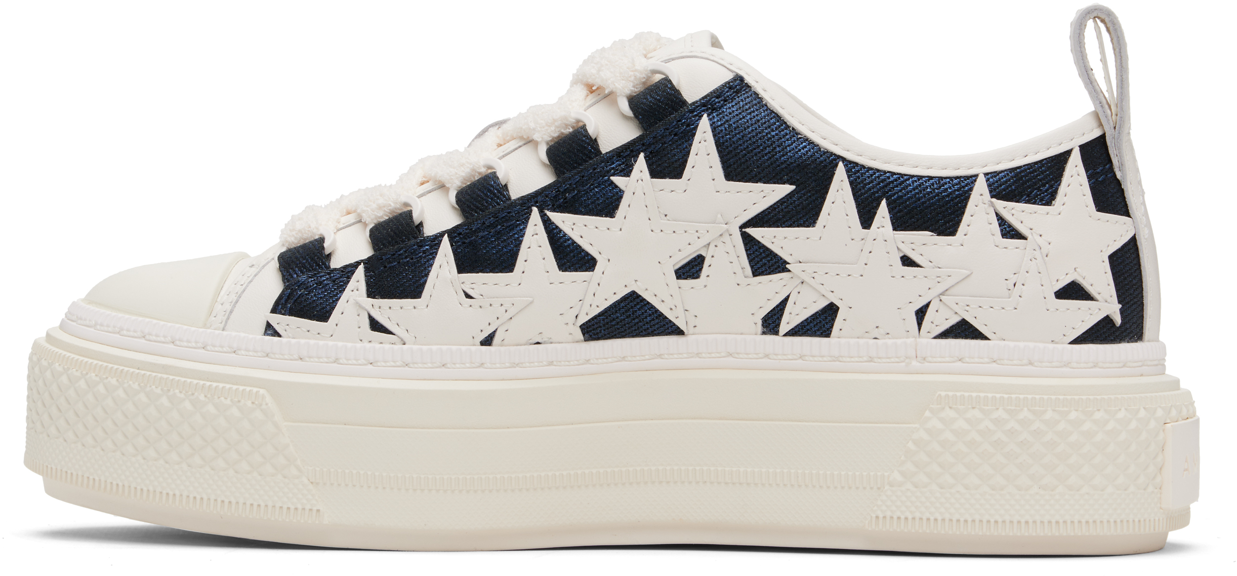 Amiri Denim Stars Low Top Platform Sneaker In White