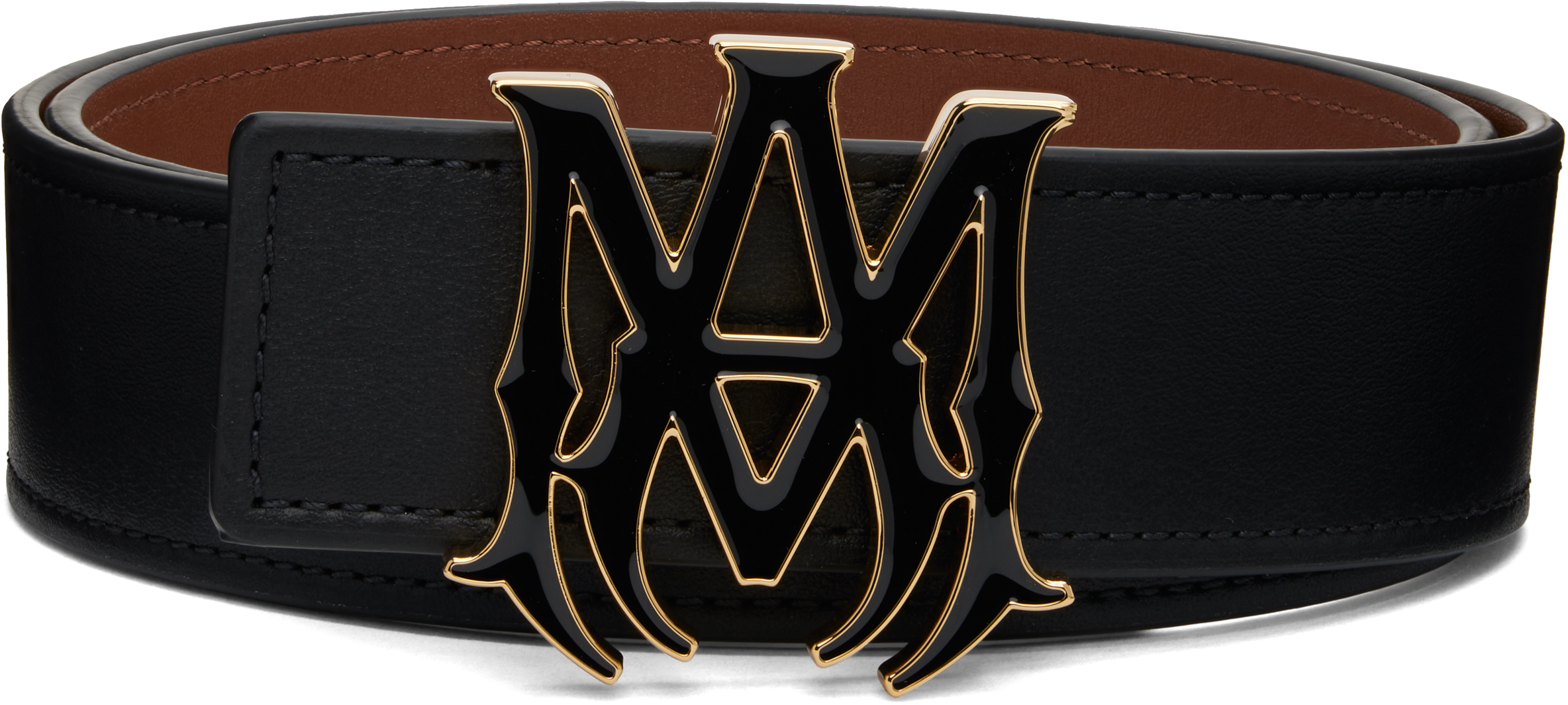 Black MA 4CM Enamel Belt