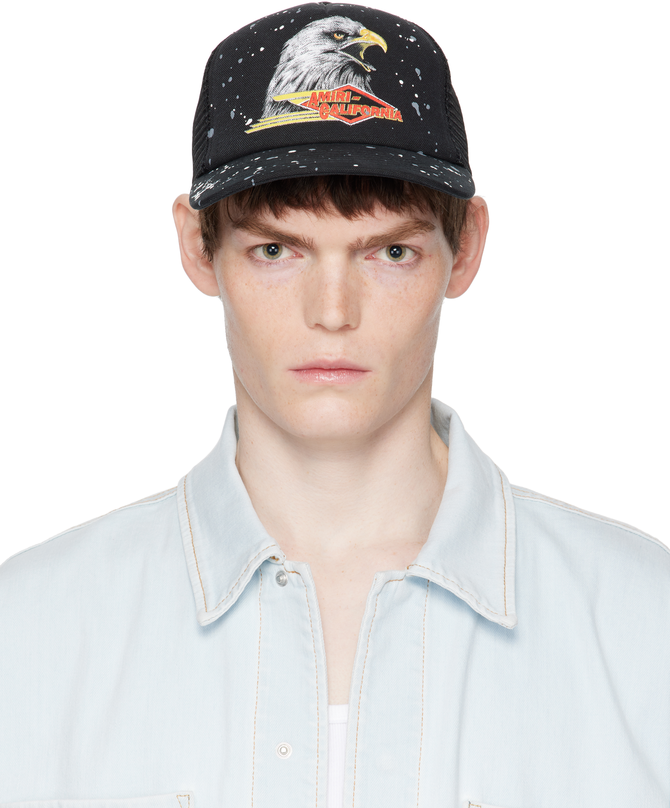 Amiri Black Vintage Trucker Cap