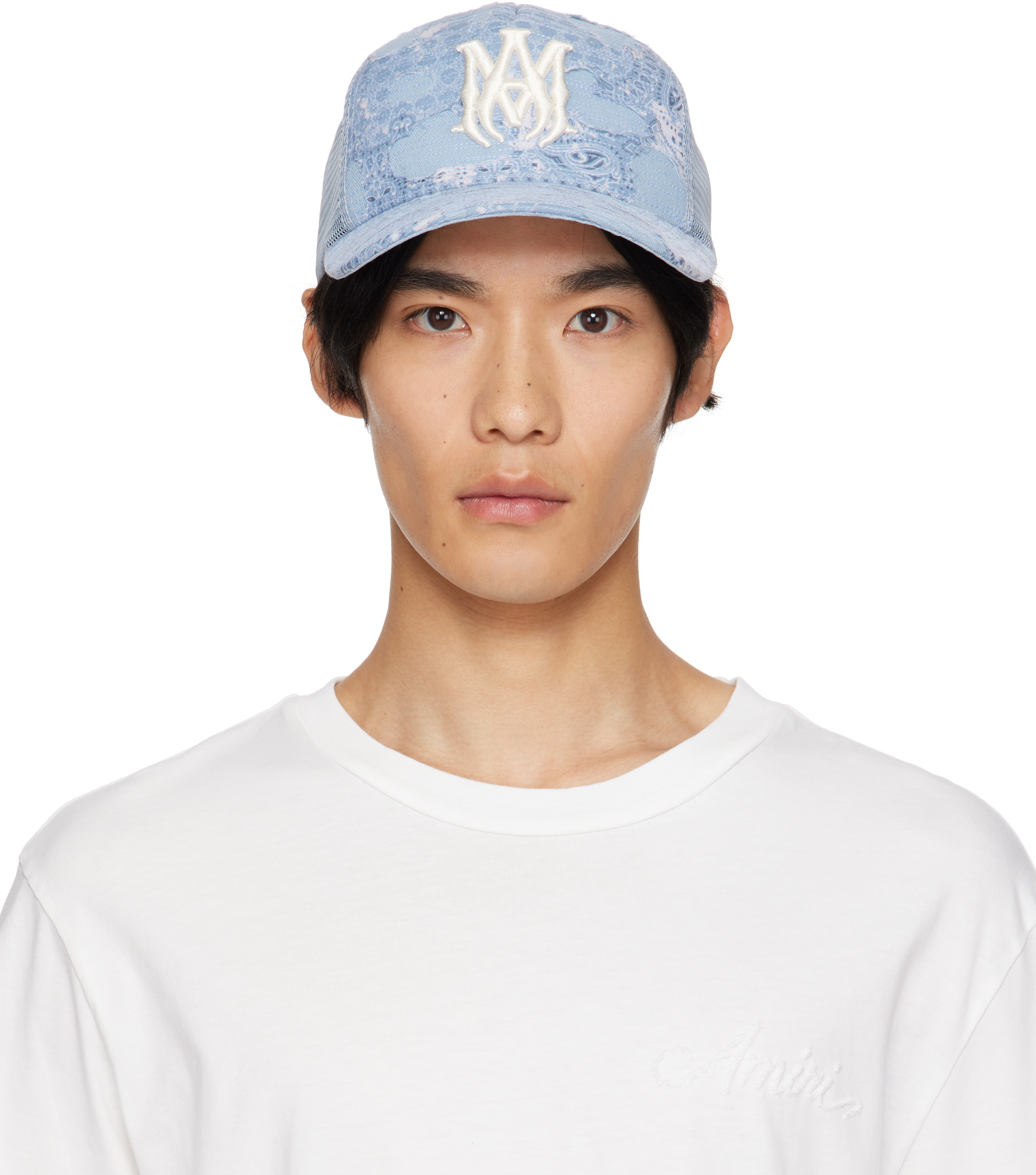 AMIRI 青 トラッカーキャップ AMIRI: ブルー Bandana Repair トラッカーキャップ | SSENSE 日本