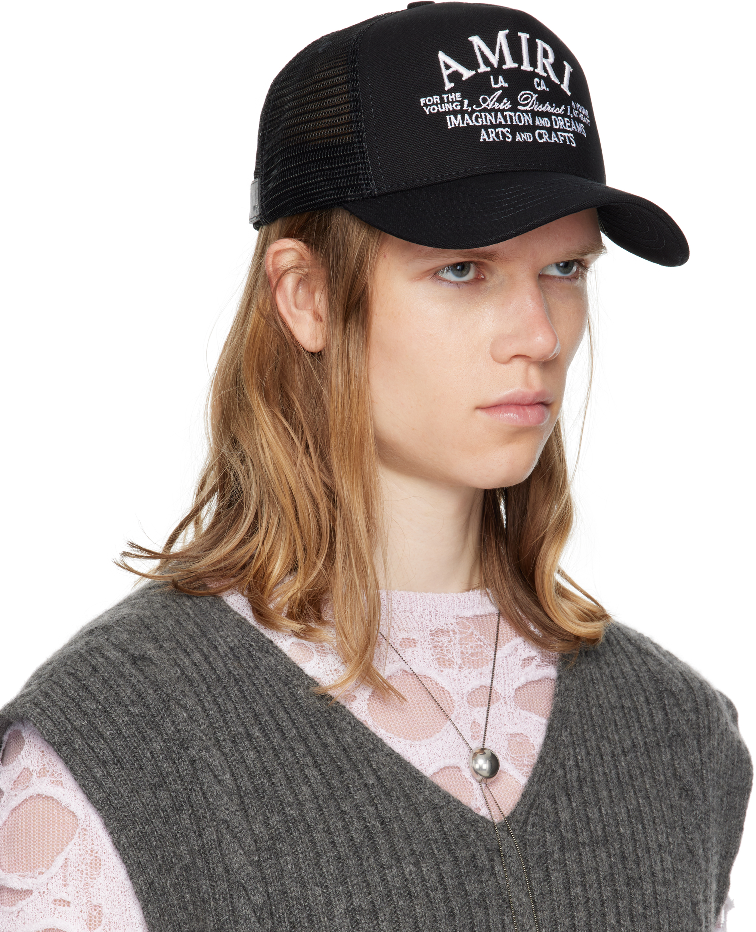 Amiri Spirit Black Baseball Cap With Logo Embroidery On The Front In Cotton Man