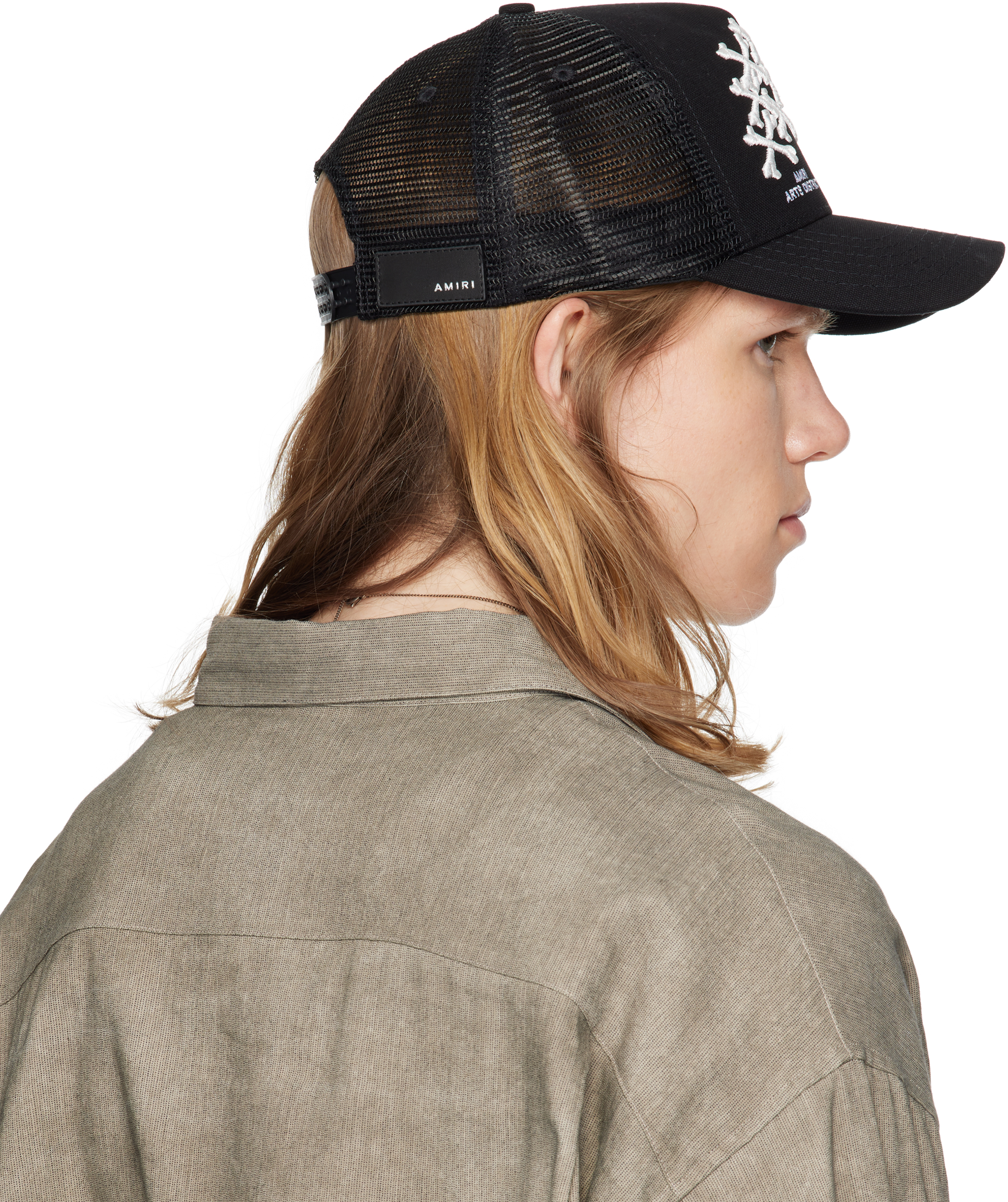 Amiri Black Bones Stacked Trucker Cap In Black