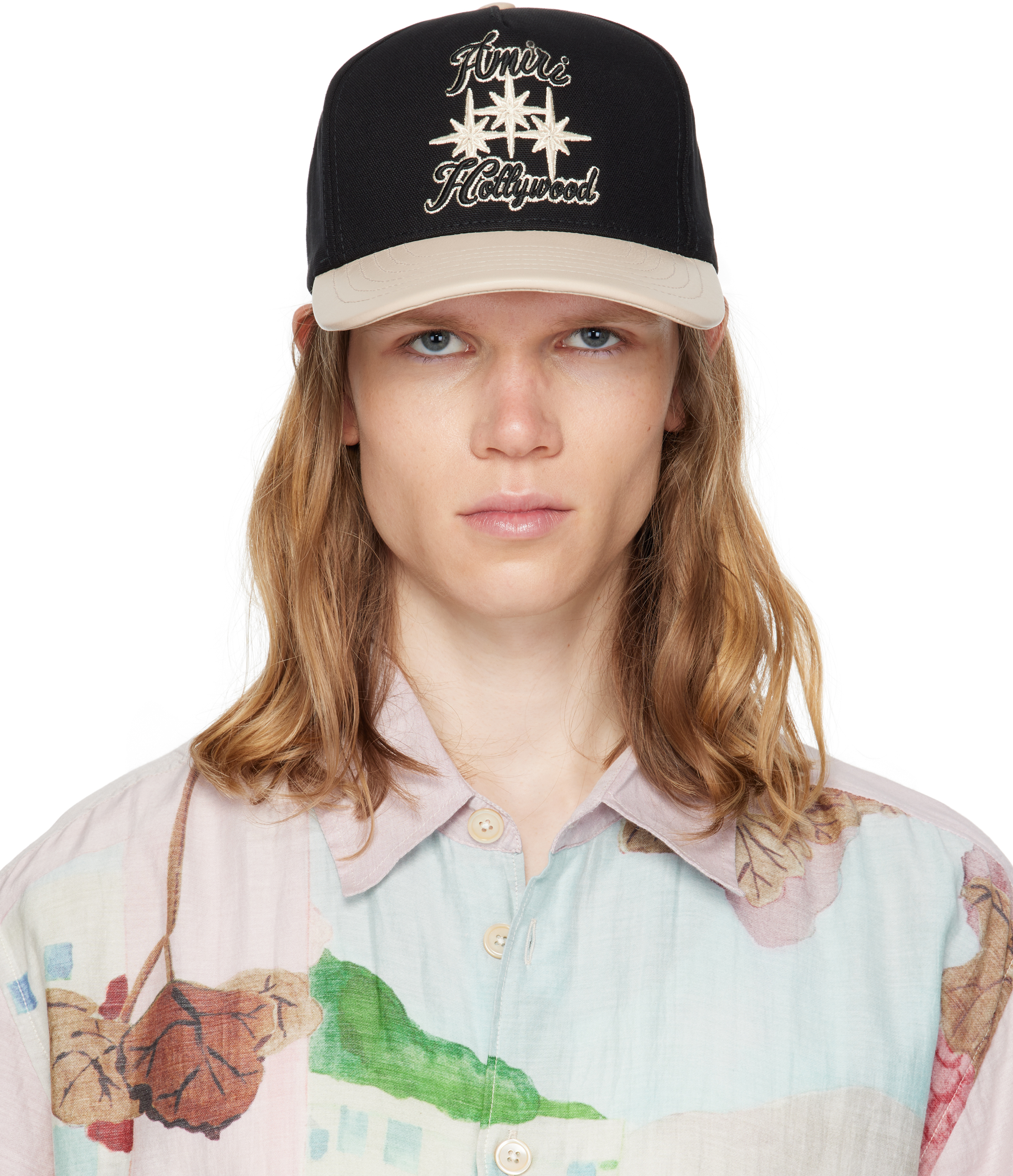 Black & Beige Three Star Varsity Cap