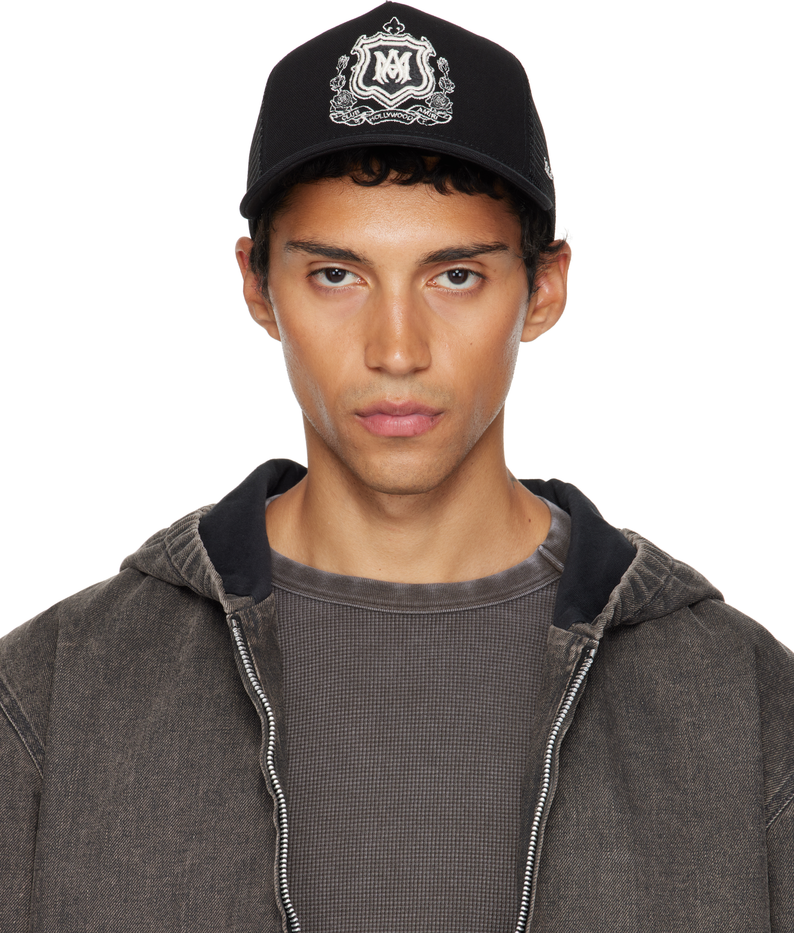 Amiri Black Ma Crest Trucker Cap In Black