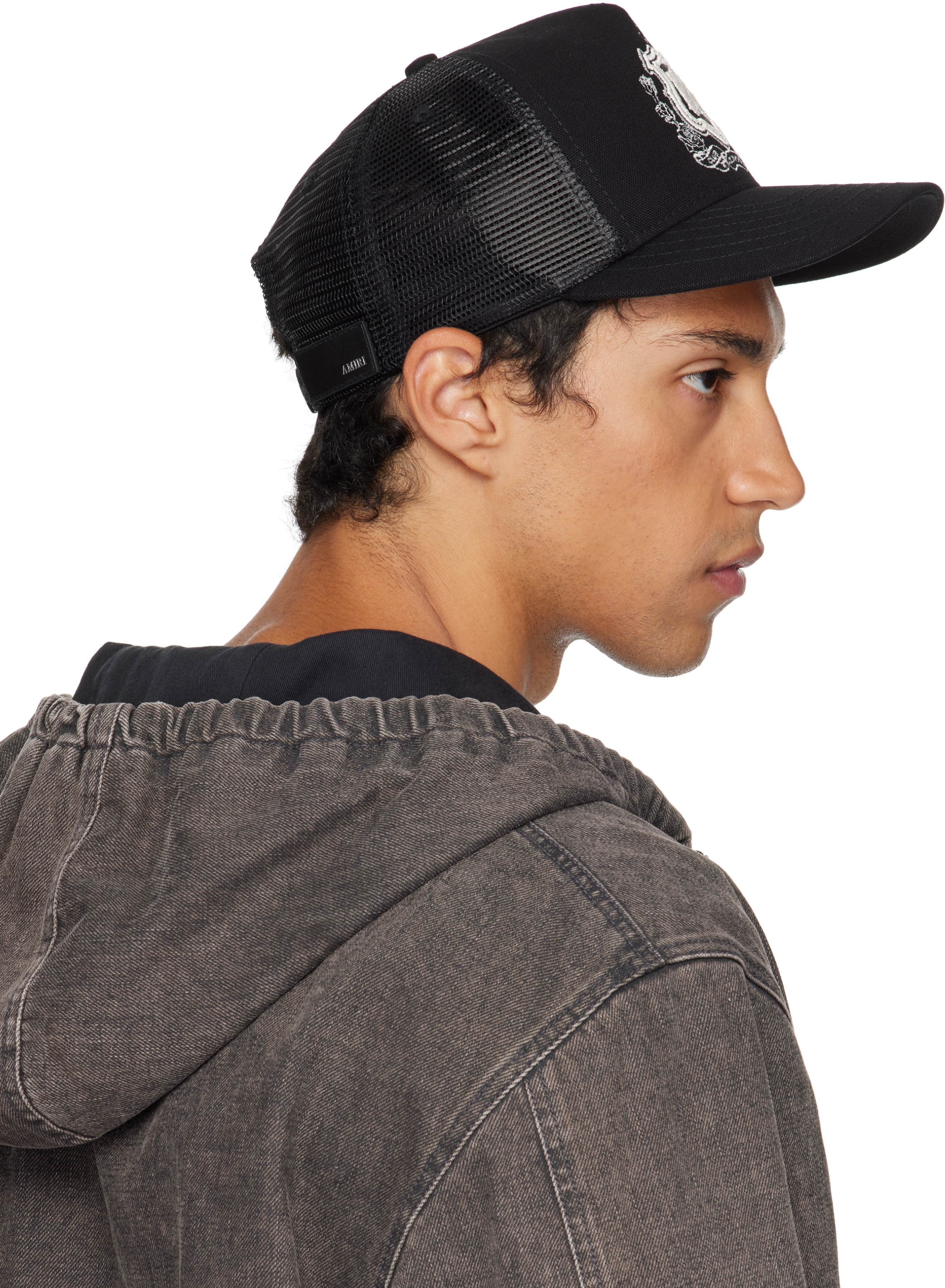Amiri Black Ma Crest Trucker Cap In Black