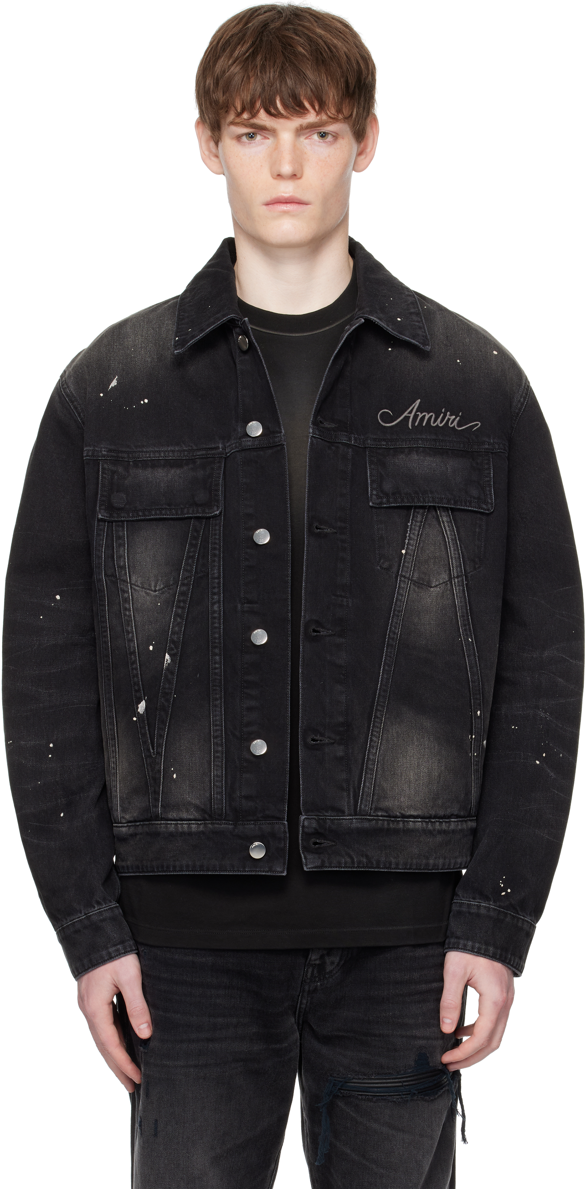 Black Bleach Bandana Denim Jacket
