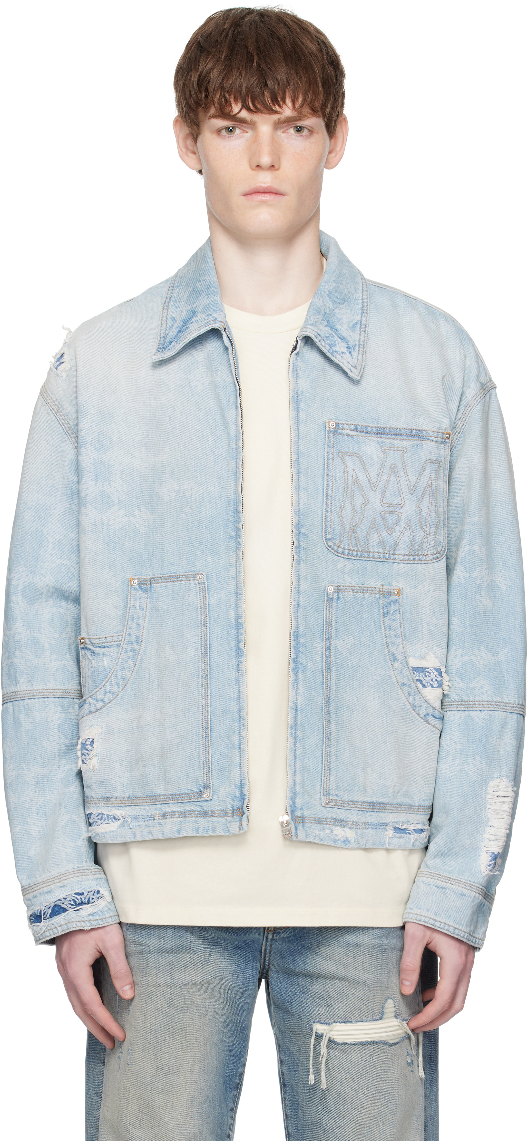 Blue Repair Work Denim Jacket