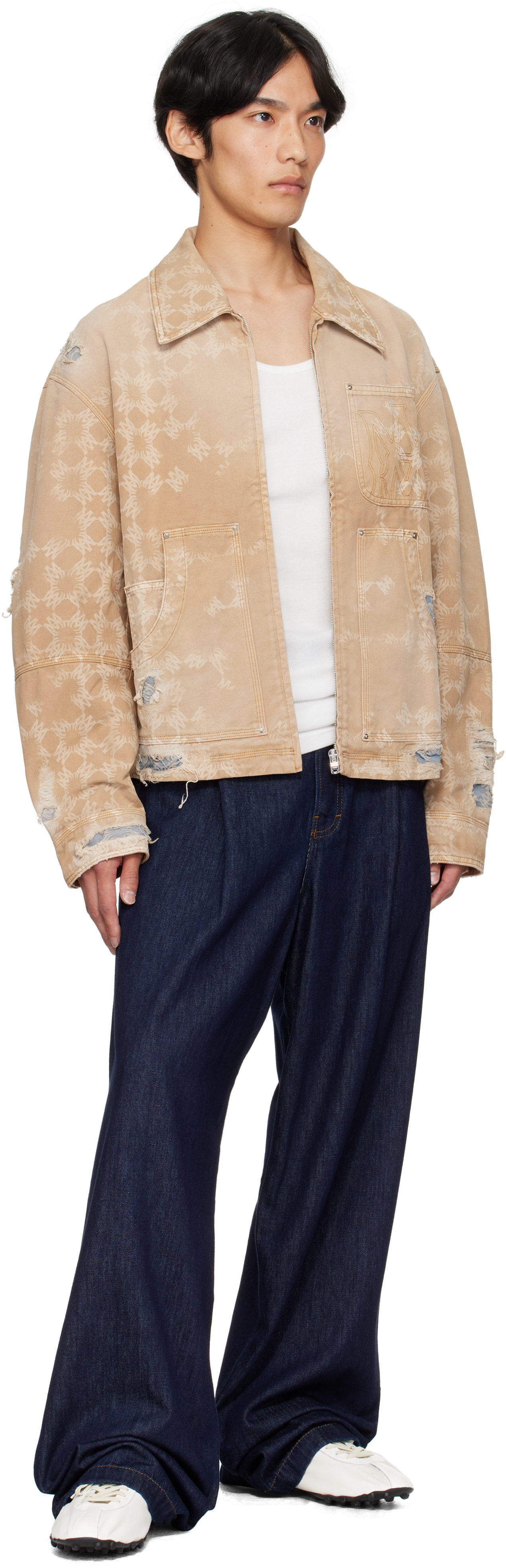 Amiri Beige Repair Work Jacket In Brown