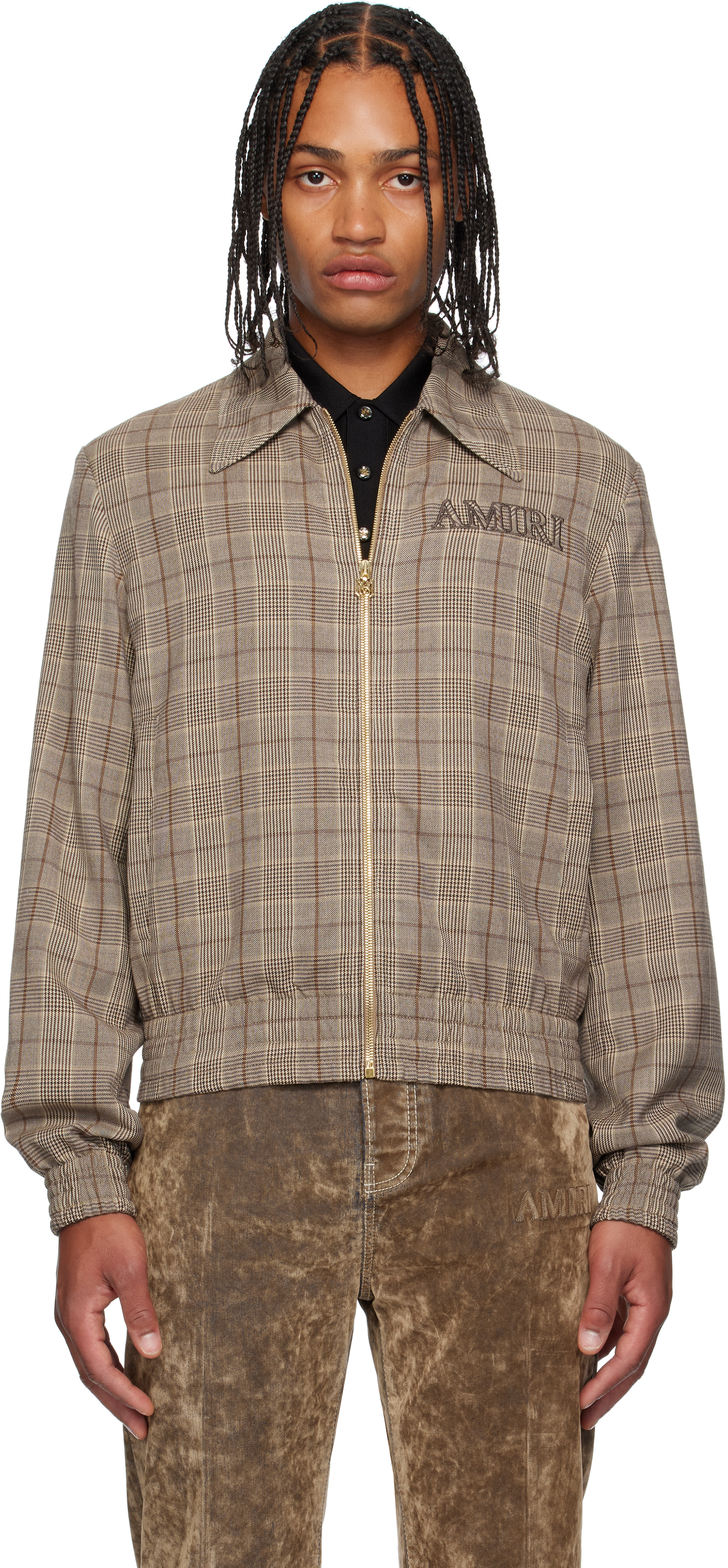 Amiri Brown Check Blouson Jacket
