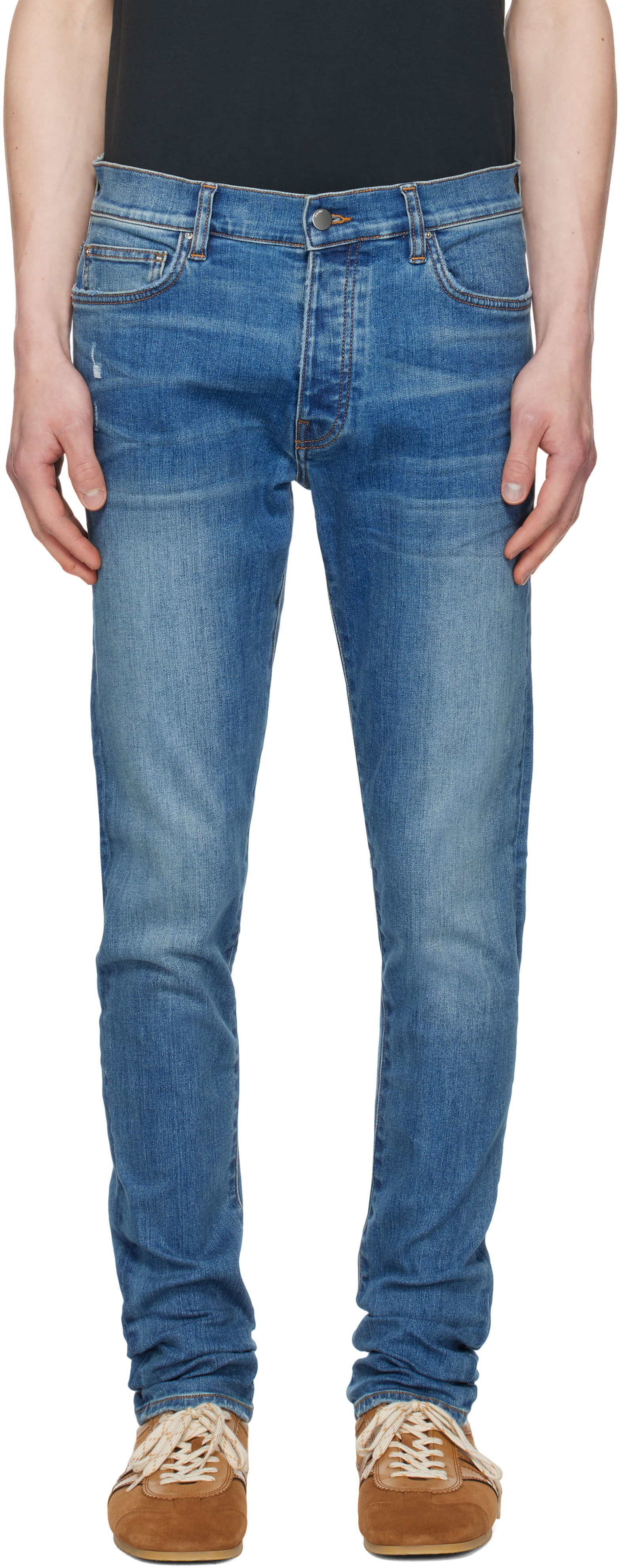 AMIRI: Blue Stack Jeans | SSENSE AMIRI: Blue Stack Jeans | SSENSE