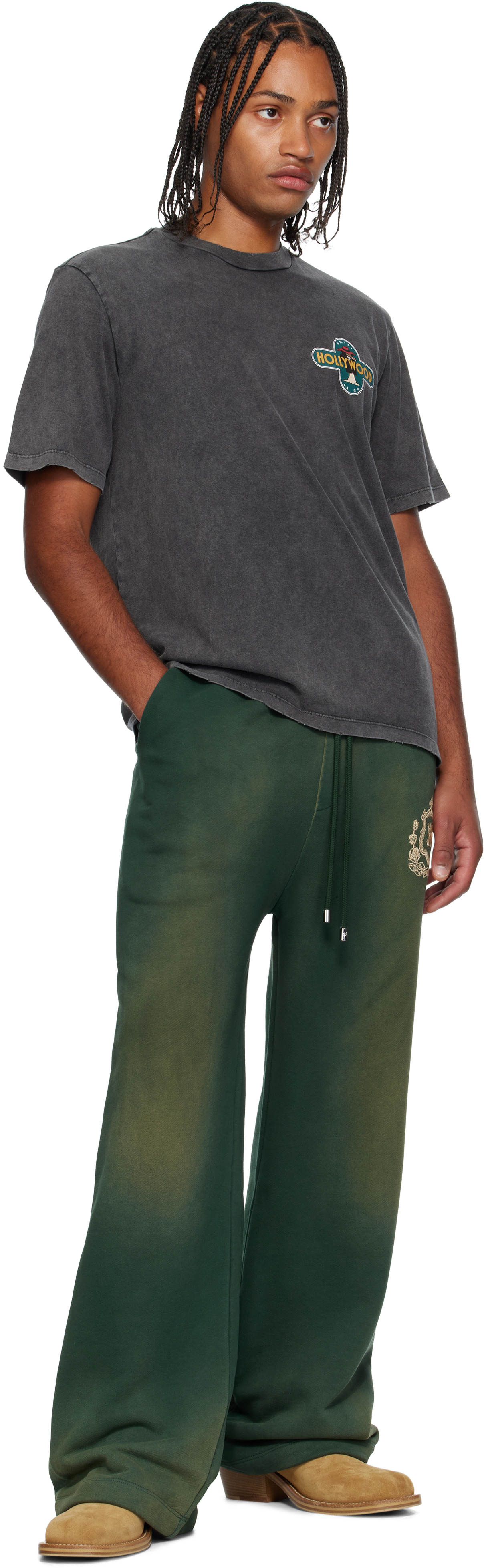 Amiri Green 'ma' Crest Sweatpants In Green
