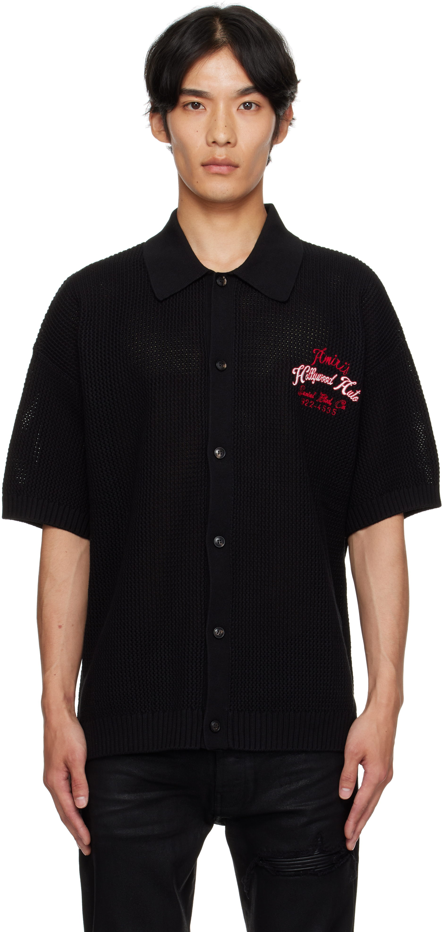 Black 'Hollywood Auto' Mesh Shirt
