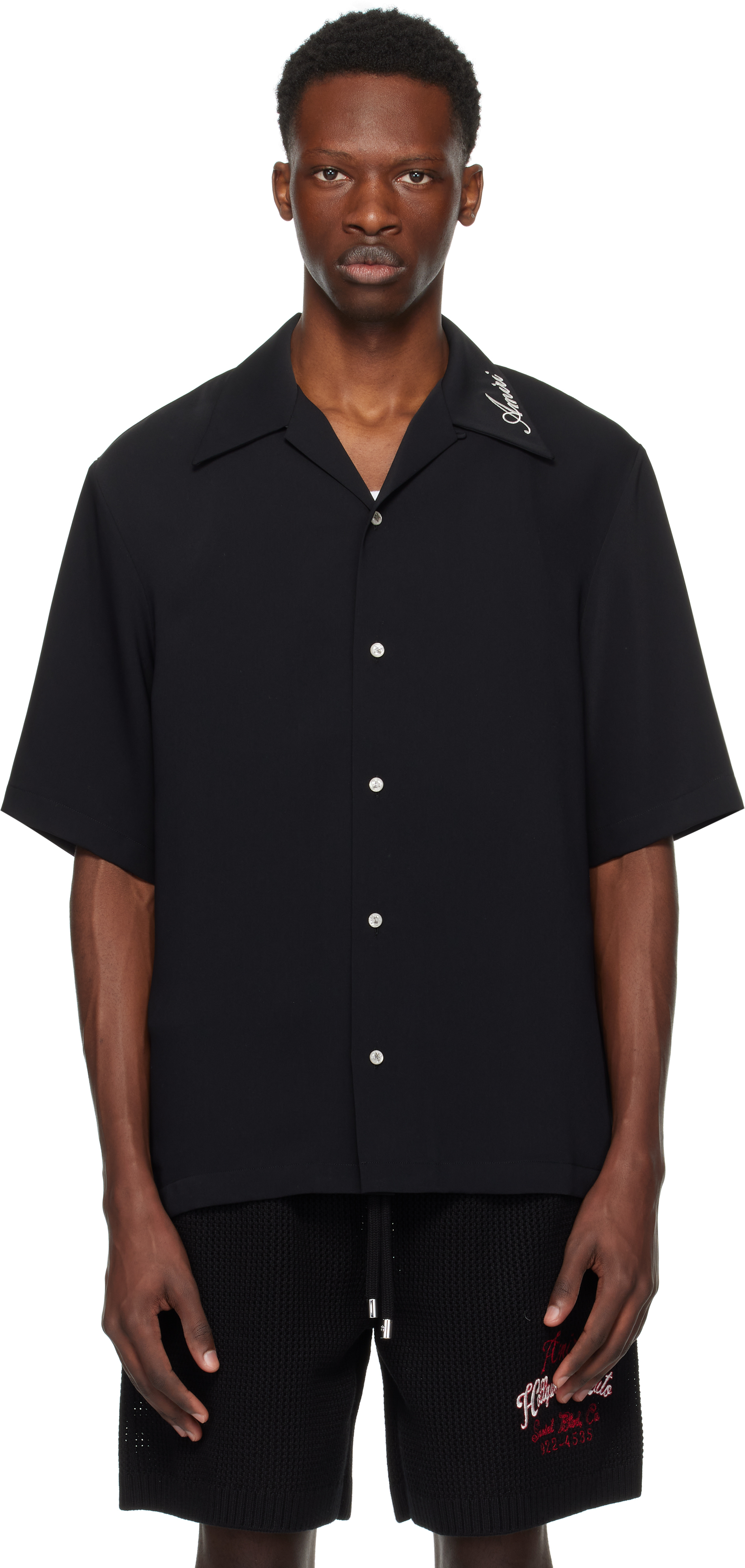 AMIRI: Black 'AMIRI' Camp Collar Shirt SSENSE