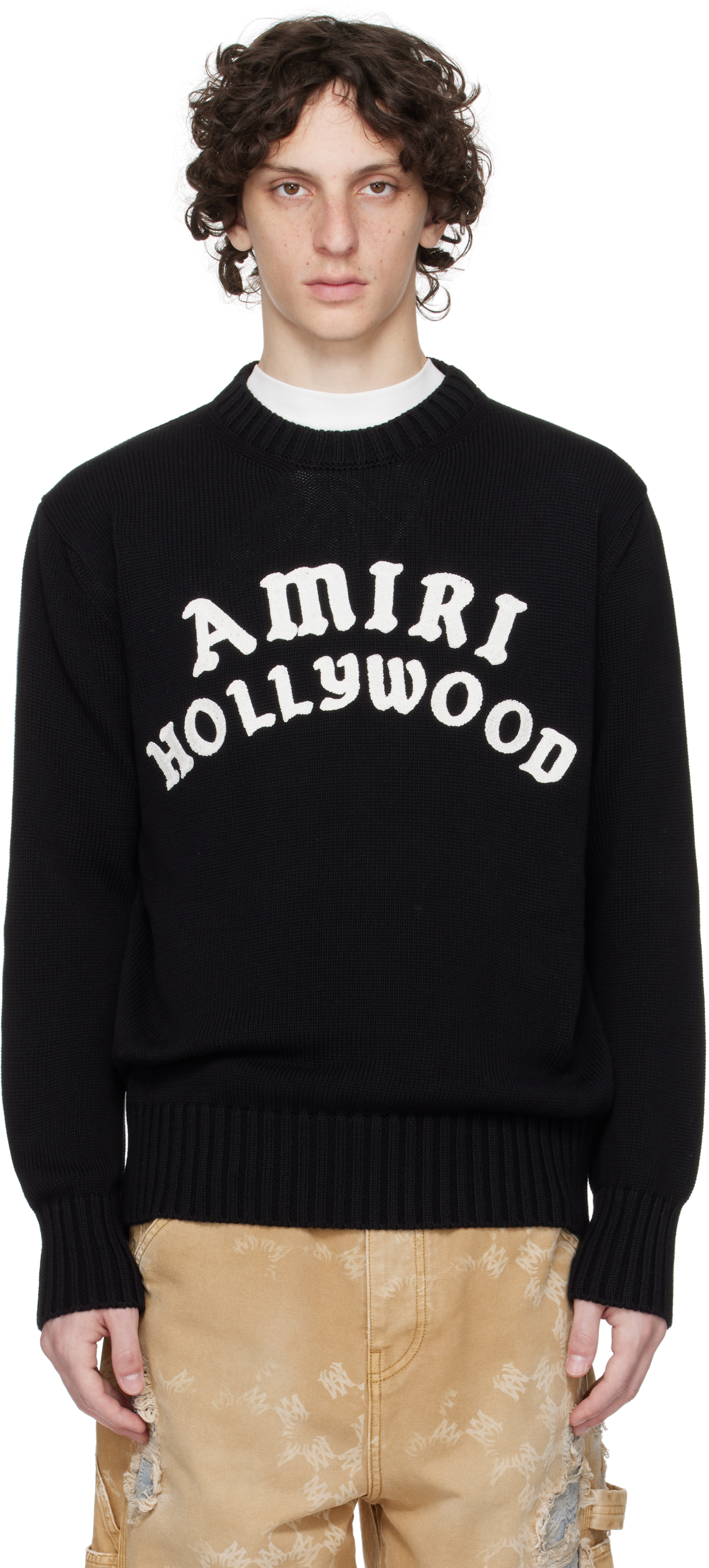 Amiri Black Sweater With Maxi Logo Lettering On The Front