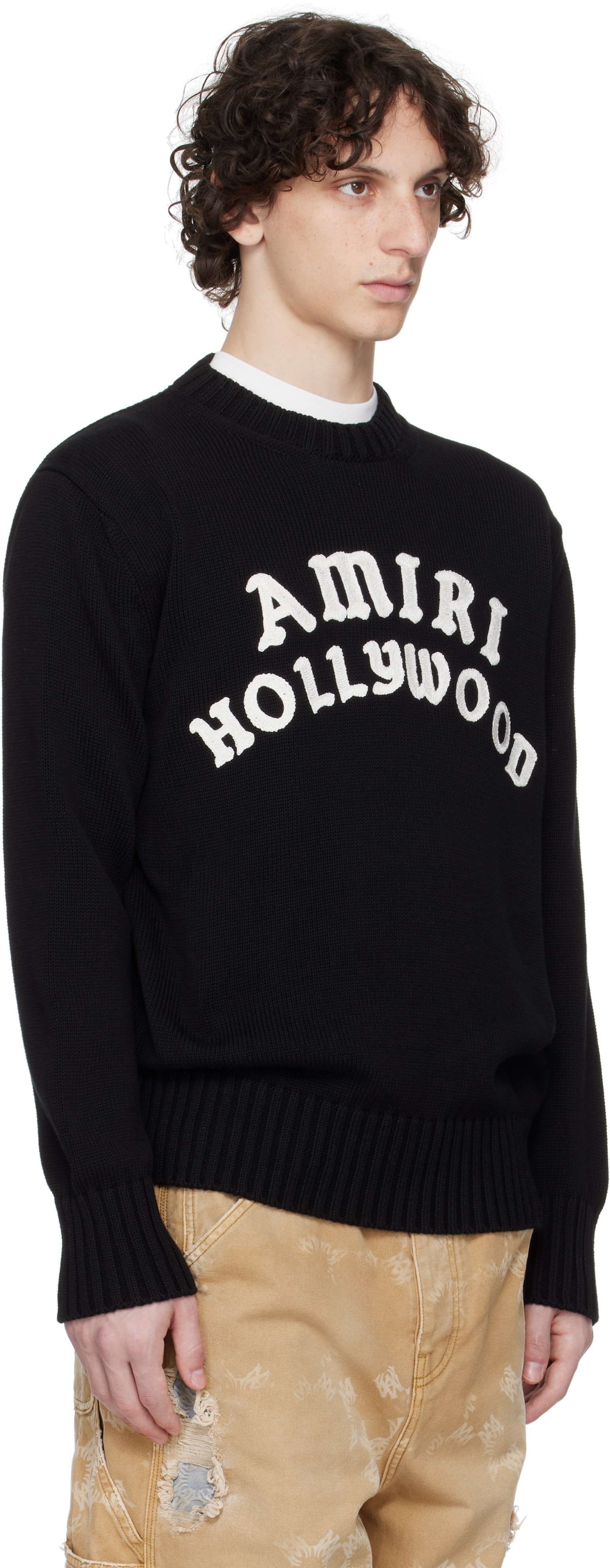 Amiri Black Sweater With Maxi Logo Lettering On The Front