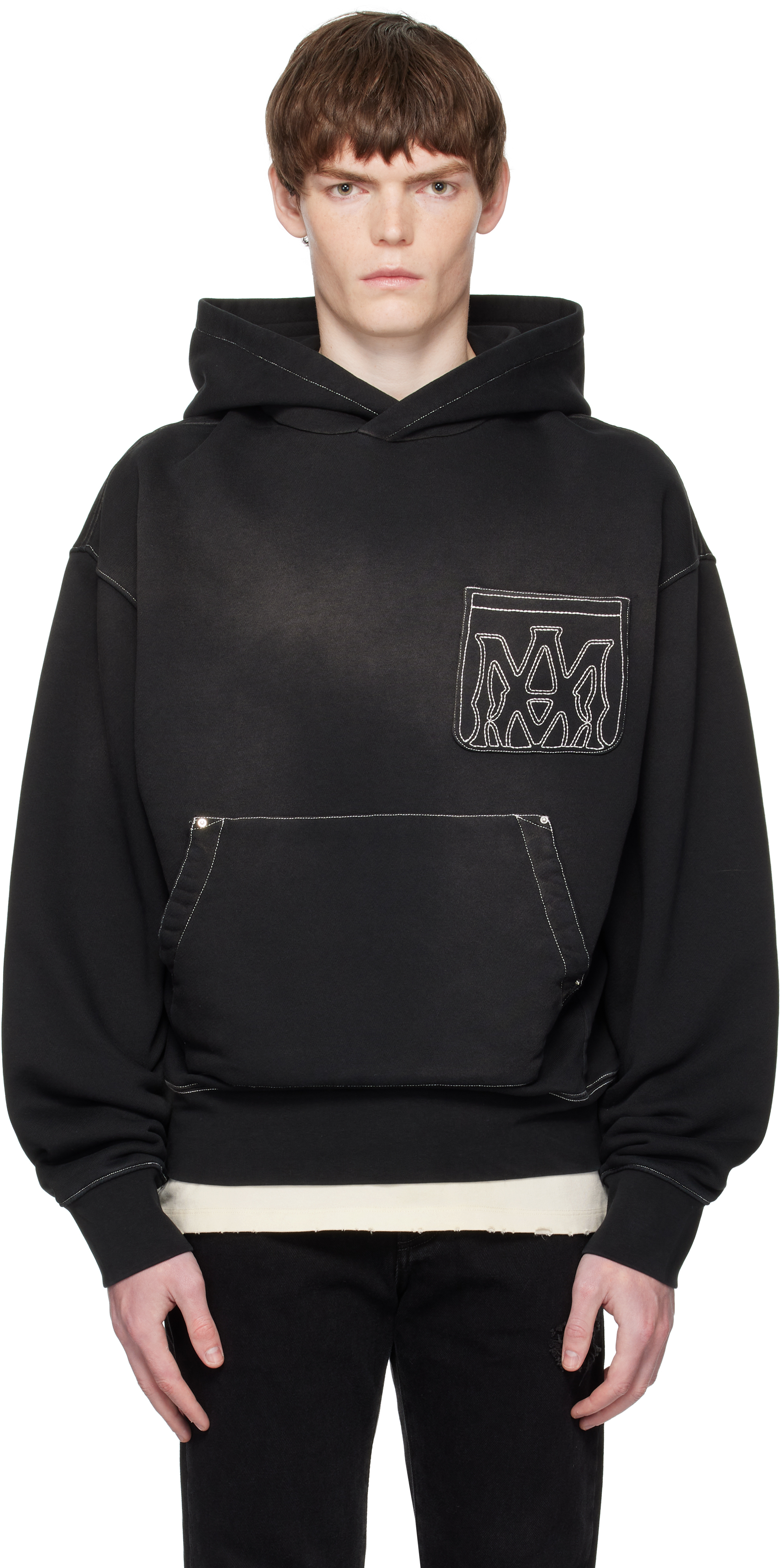 Black MA Outline Oversized Hoodie