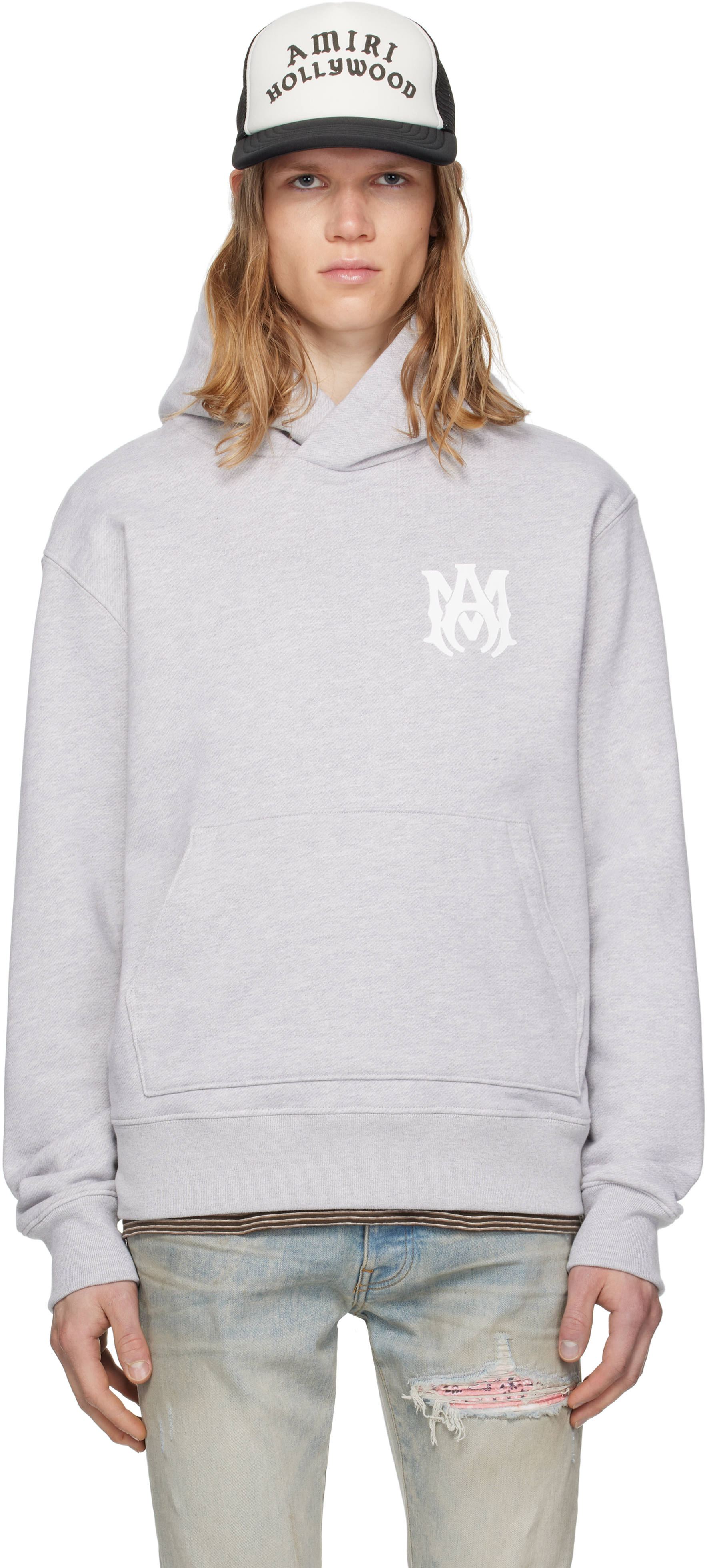 Amiri Core Series Ma Core Logo Hooded Sweater In Gray