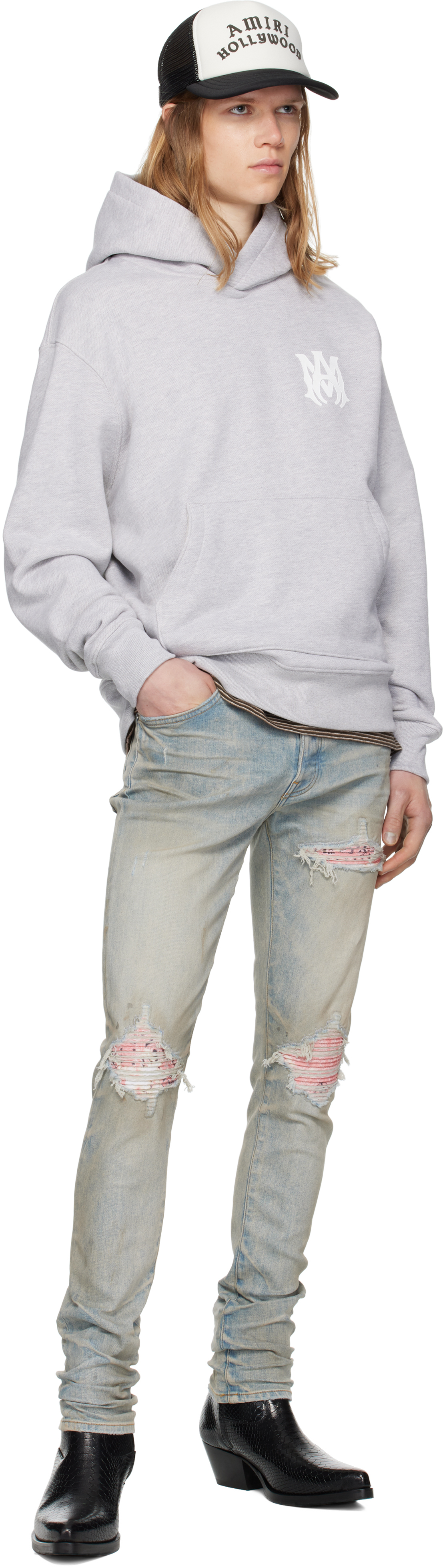 Amiri Core Series Ma Core Logo Hooded Sweater In Gray