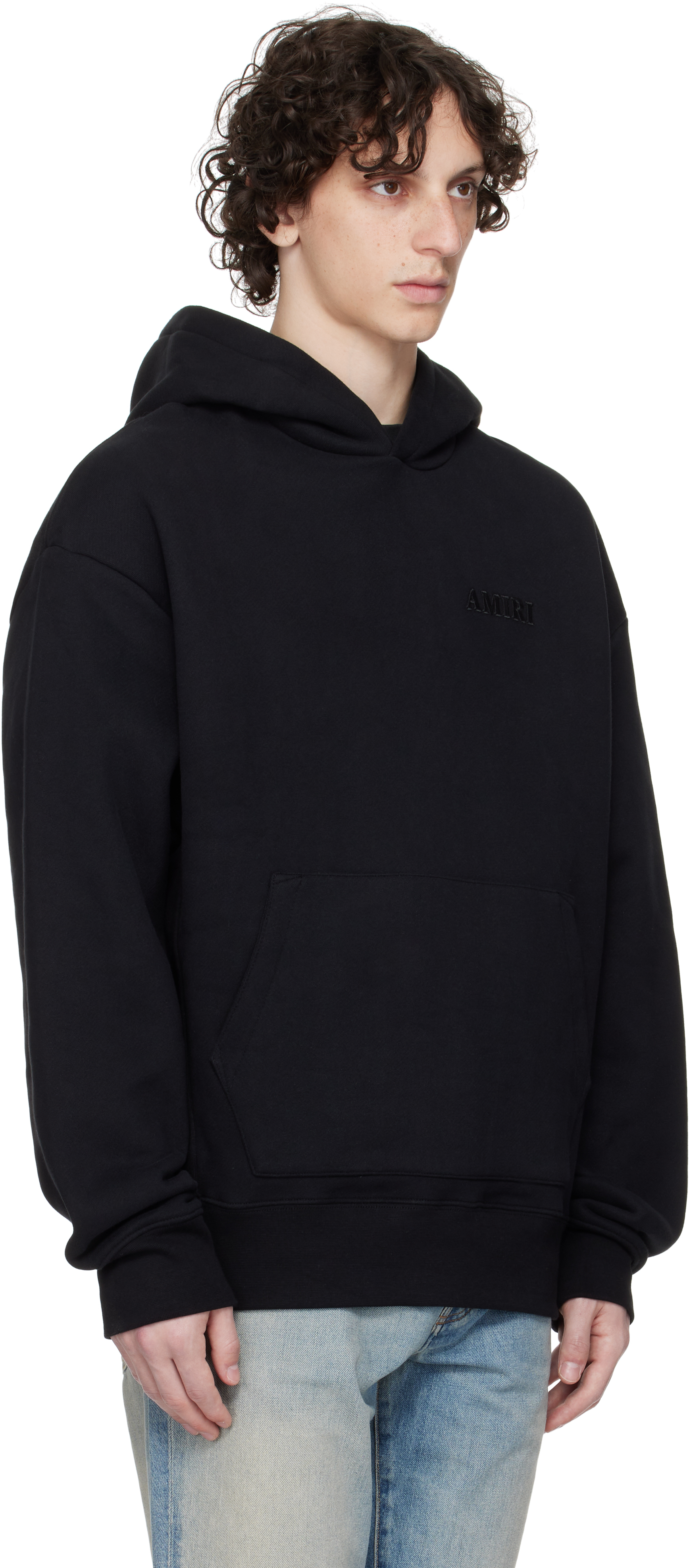 Amiri Black Hoodie With Fixed Hood And Logo Lettering On Front And Rear