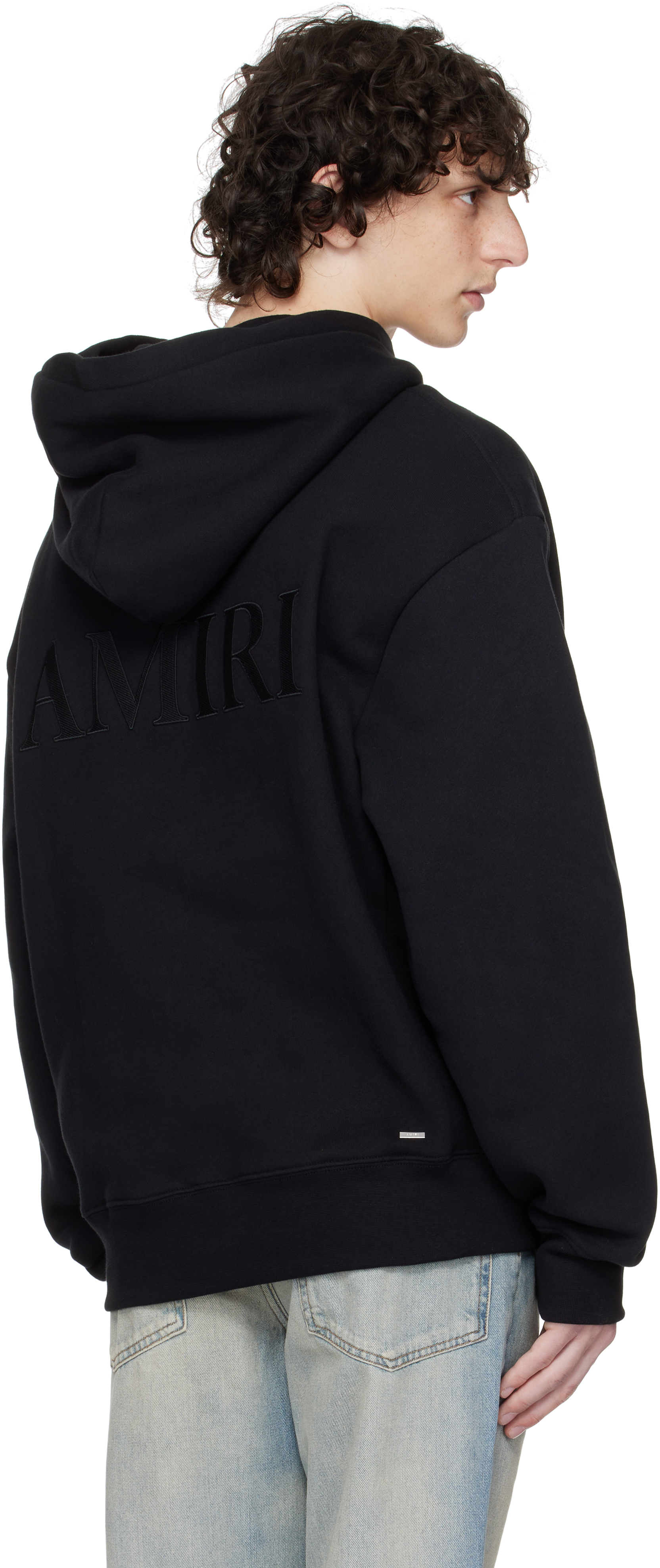 Amiri Black Hoodie With Fixed Hood And Logo Lettering On Front And Rear
