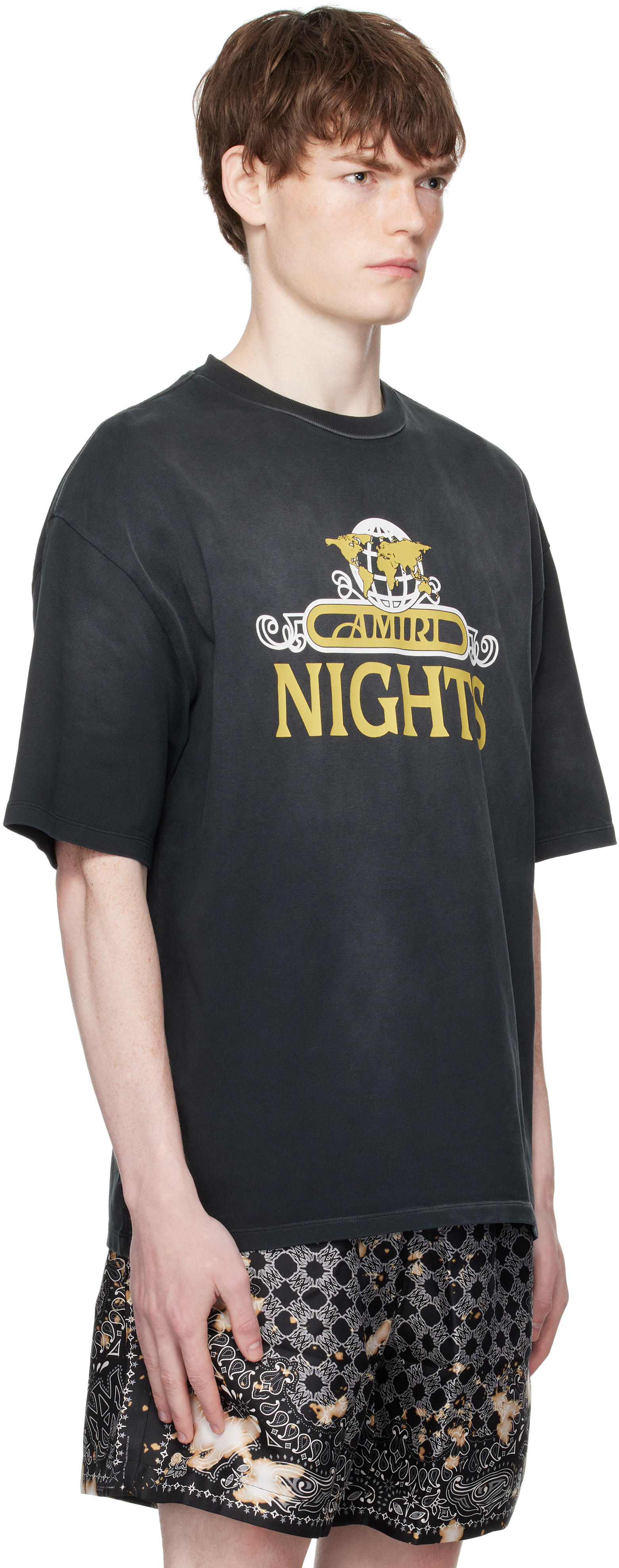 Amiri Night Graphic Print Crew Neck Short Sleeves In Black