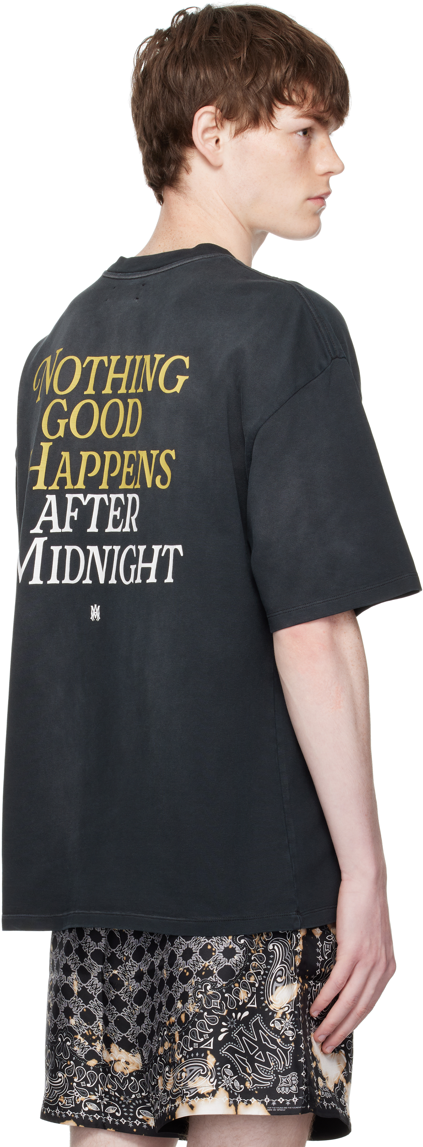 Amiri Night Graphic Print Crew Neck Short Sleeves In Black